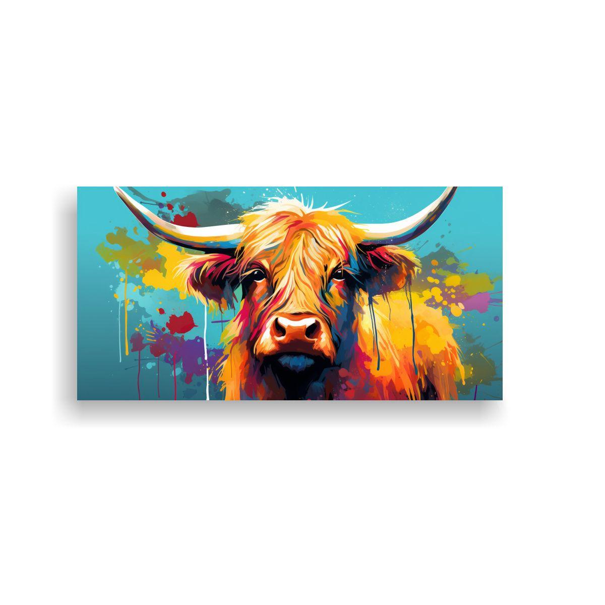 Cuadro Alta Calidad Vaca De Las Tierras Altas En 100x50cm-0