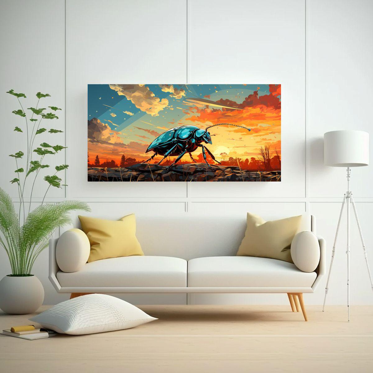 Cuadros Decorativos Elegancia Escarabajos Sol Azul 60x30cm-2
