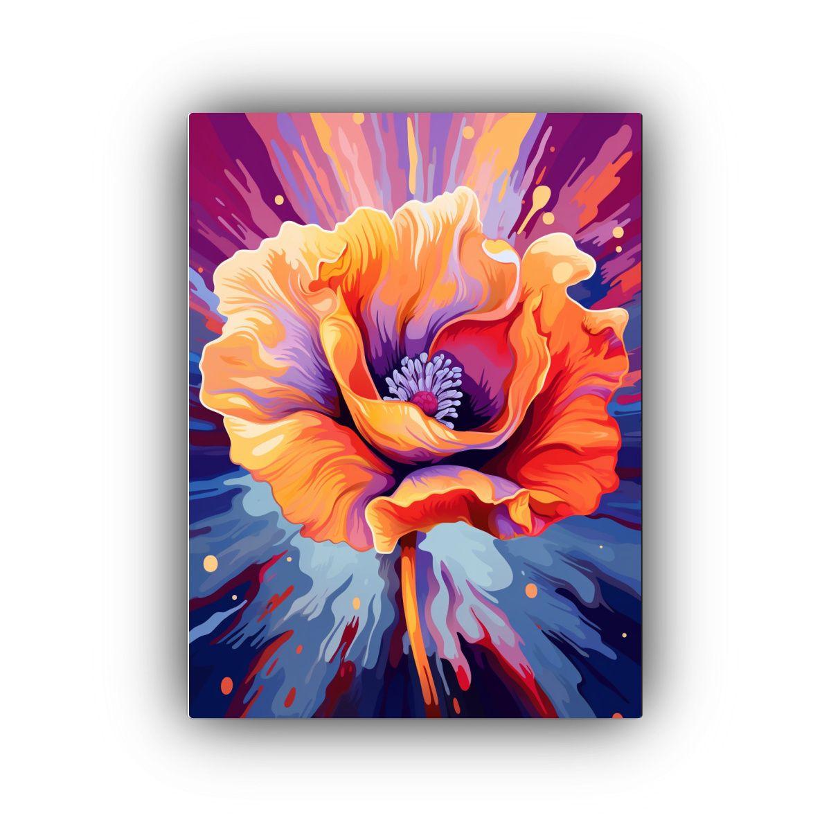 Cuadro Minimalista Lienzo De Una Amapola Naranja 50x65cm-0