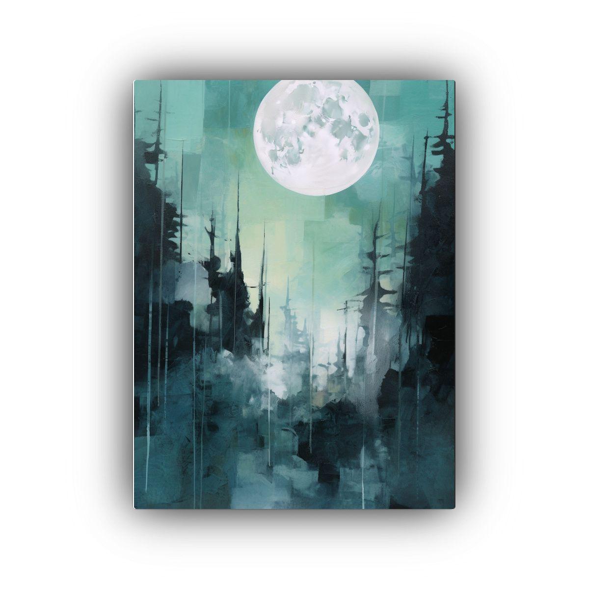 Cuadro Impreso Nocturno De Árboles Bajo Una Luna 40x60cm-0