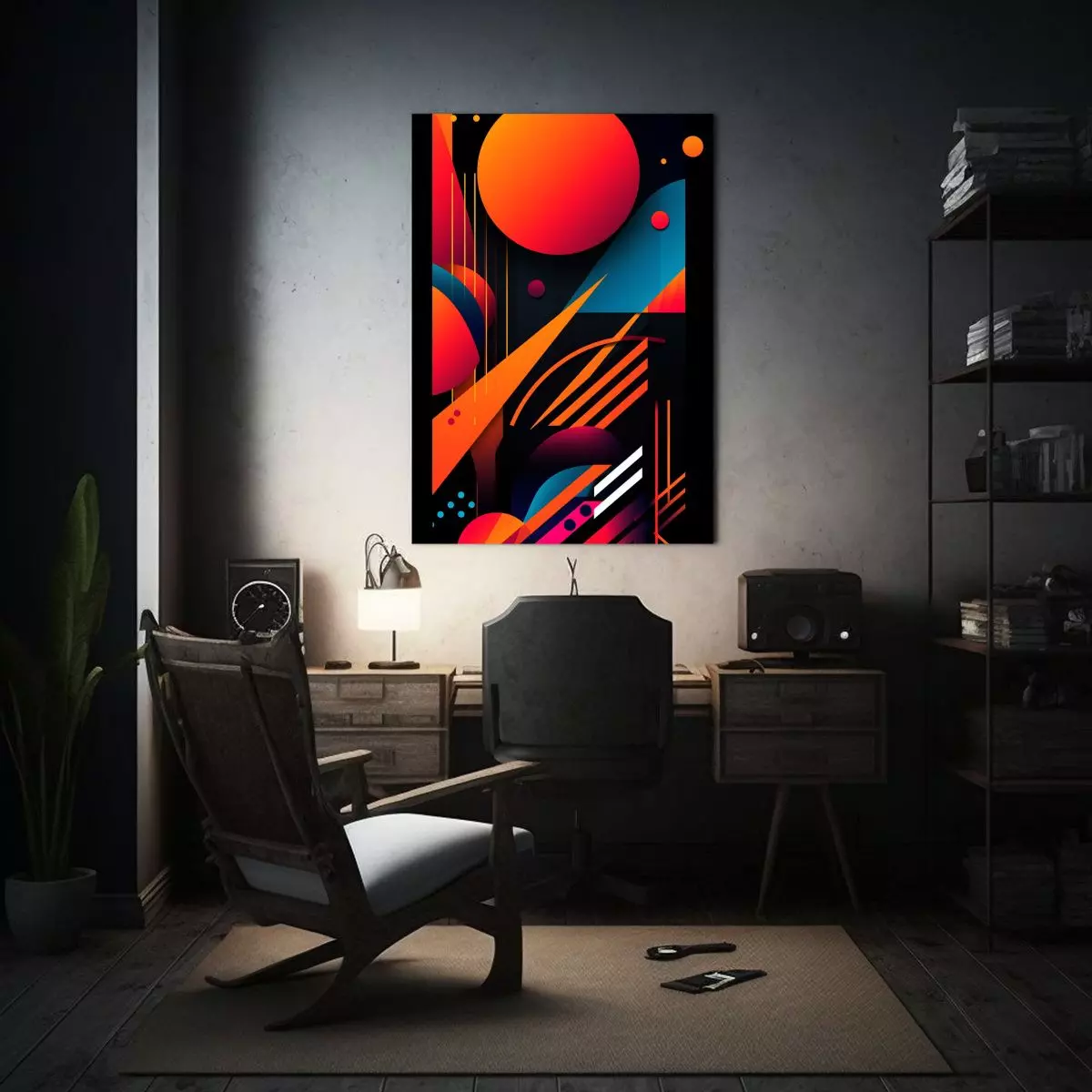 Pintura Moderna Artesanal Con Forma Abstracta 40x60cm-2