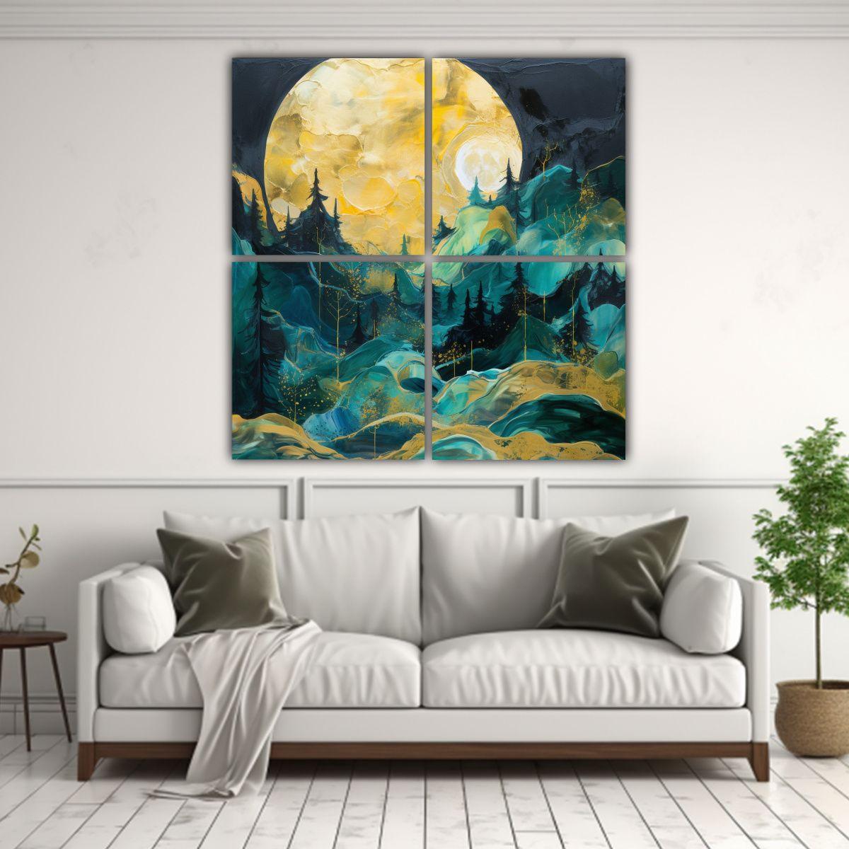 Cuatro Composición Calidos Modernidad: Paisaje 180x180 Cm-2