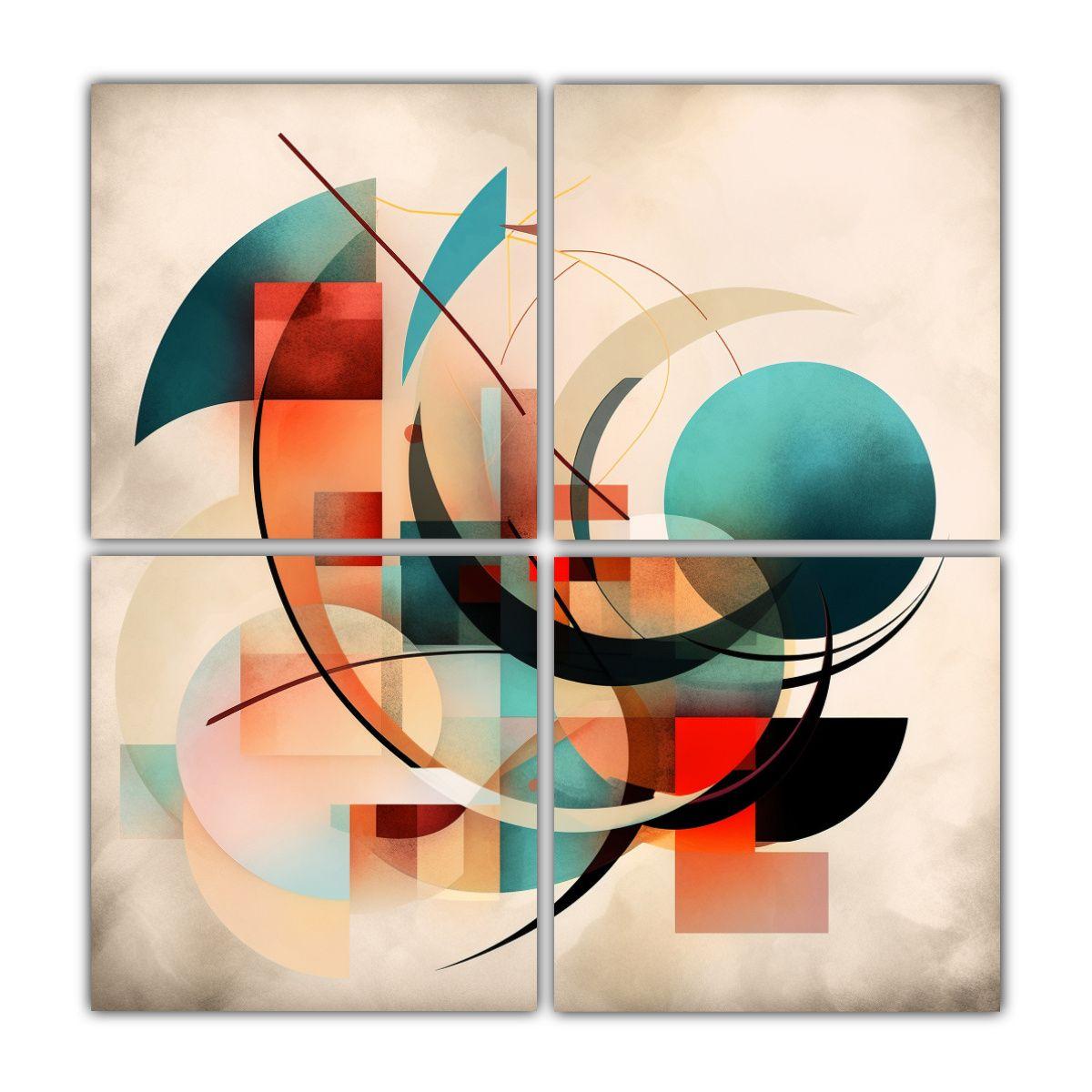 Pintura Decorativa Con Formas Abstractas 60x60 Cm-0