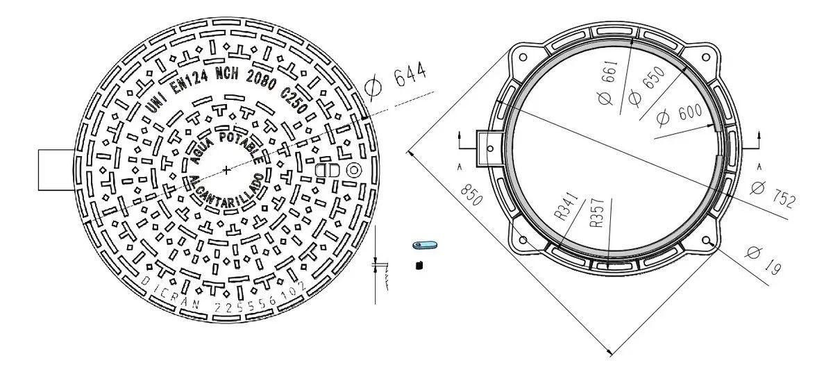 Tapa Alcantarillado Ductil Clase 250 Nch 2080 C250-3