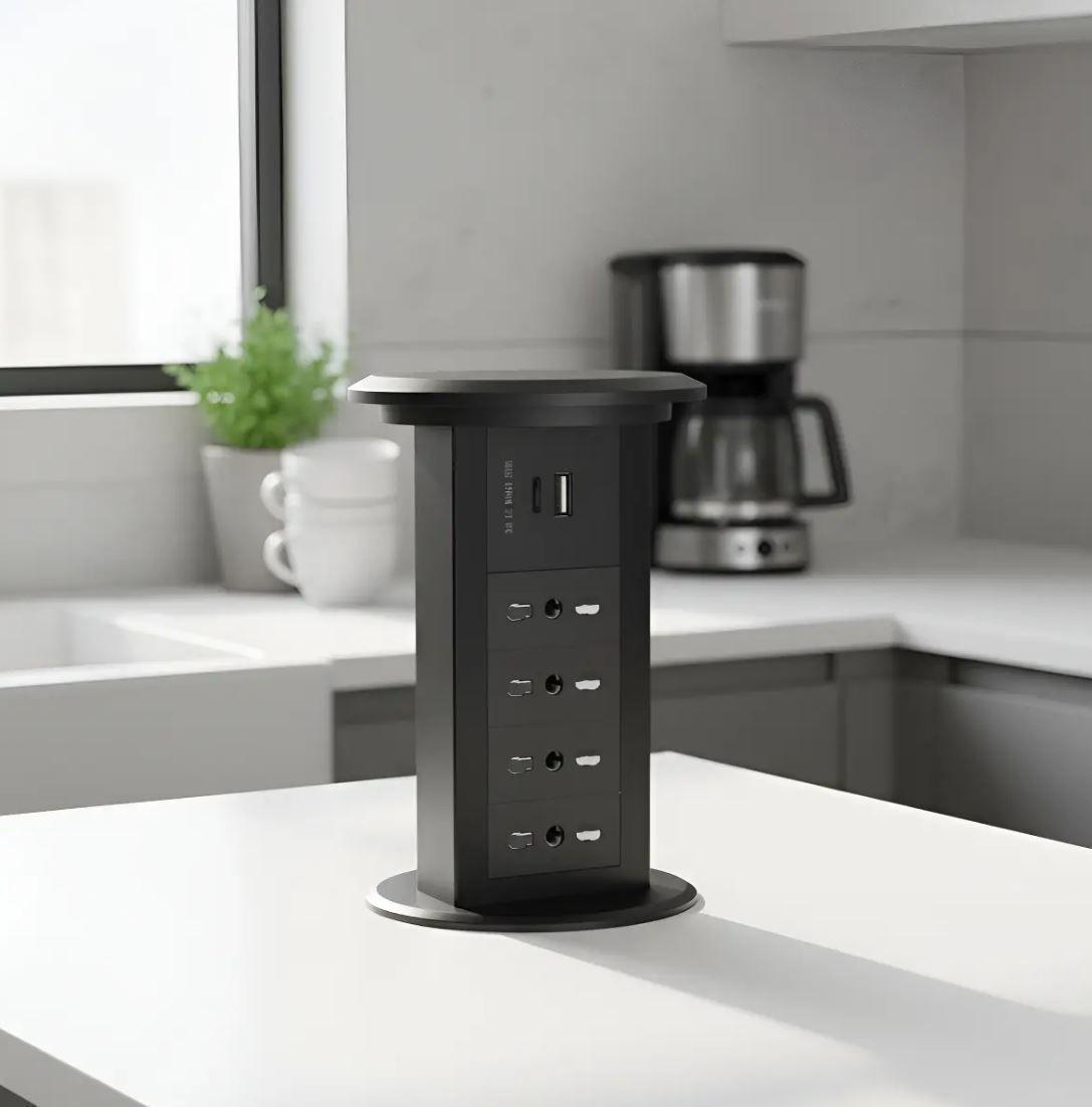 Torre Enchufe Motorizado 4 Enchufes Carga Inal mbrica USB C USB A-5