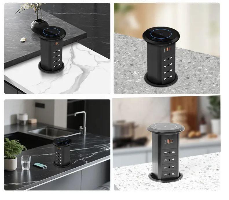 Torre Enchufe Motorizado 4 Enchufes Carga Inal mbrica USB C USB A-2