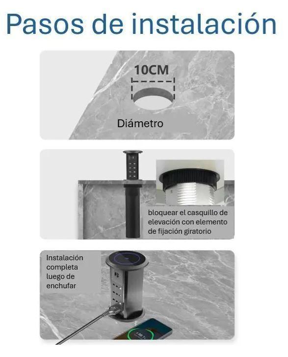 Torre Enchufe Motorizado 4 Enchufes Carga Inal mbrica USB C USB A-4