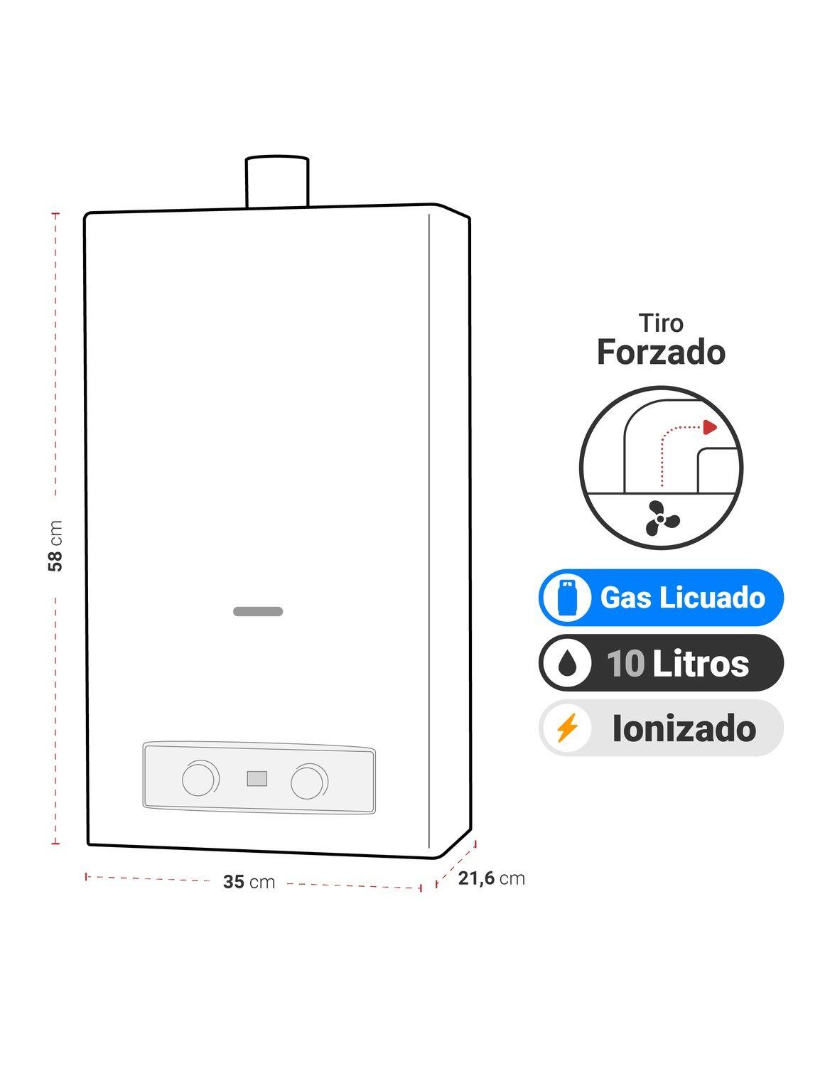 Calefont Tiro Forzado, 10 litros, Gas Licuado-1