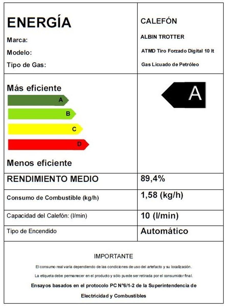 Calefont Albin Trotter 10 Litros Tiro Forzado Gas Licuado-5