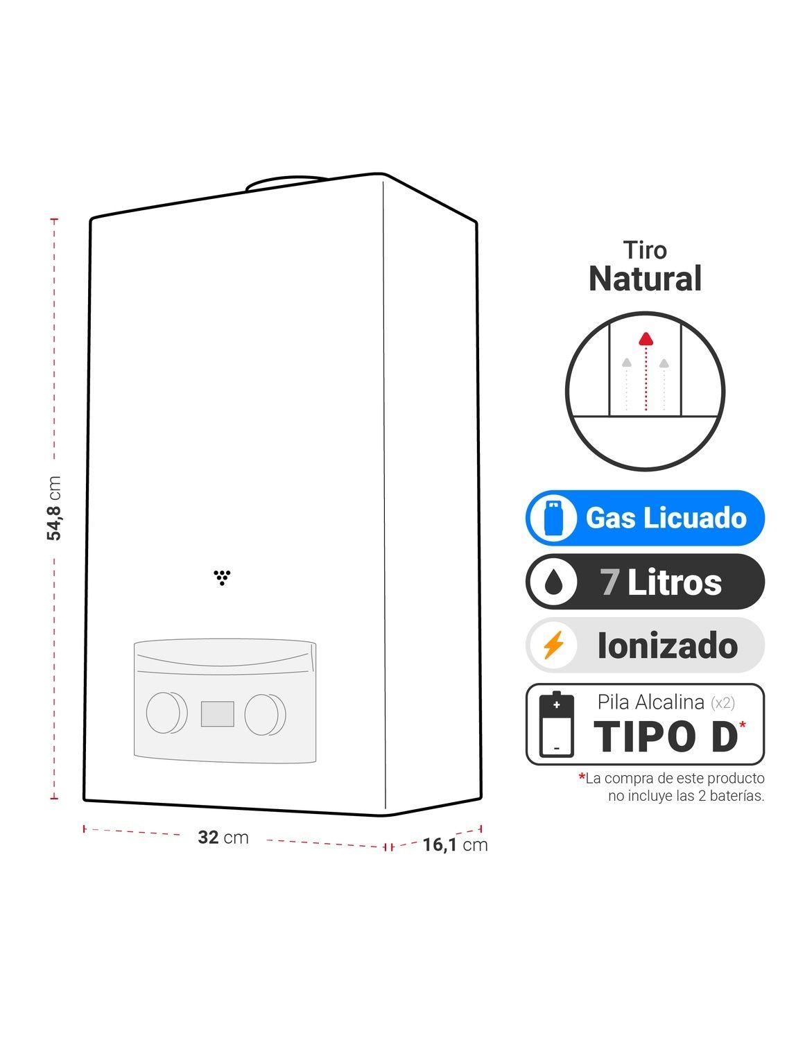Calefont Tiro Natural 7 litros Gas Licuado-2