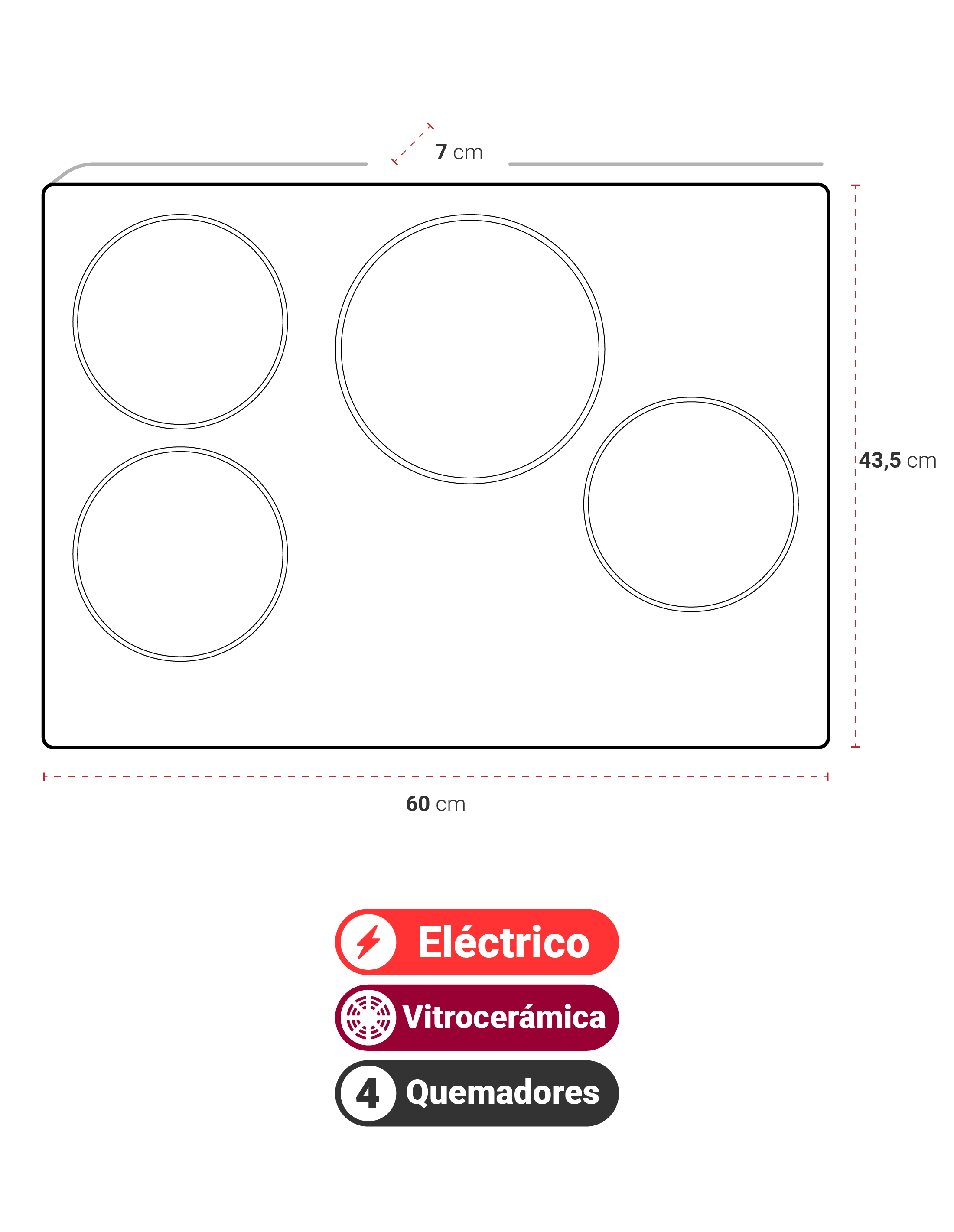 Encimera eléctrica Glass Fein 60 4 platos-2