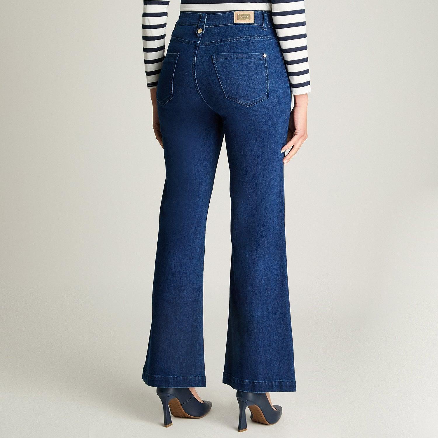 Jeans Flare Con Botones Azul-1