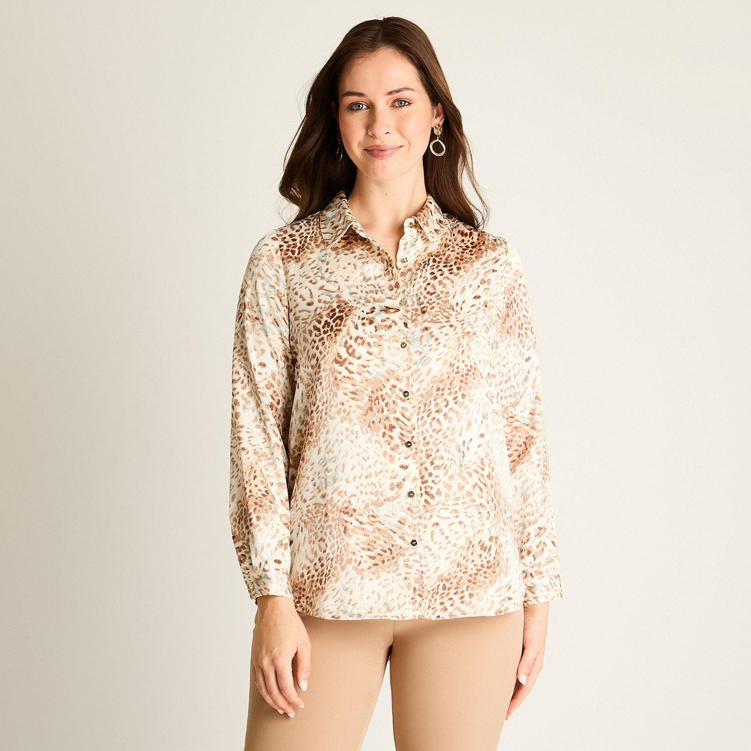 Blusa Beige Estampado Animal Print-0