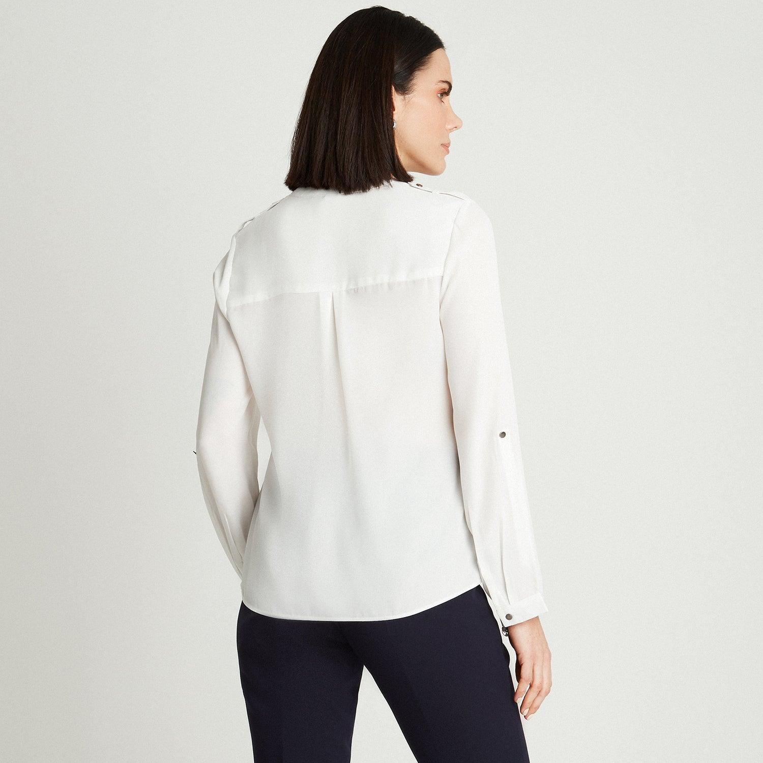Blusa Crudo Manga Larga Cuello Mao-1