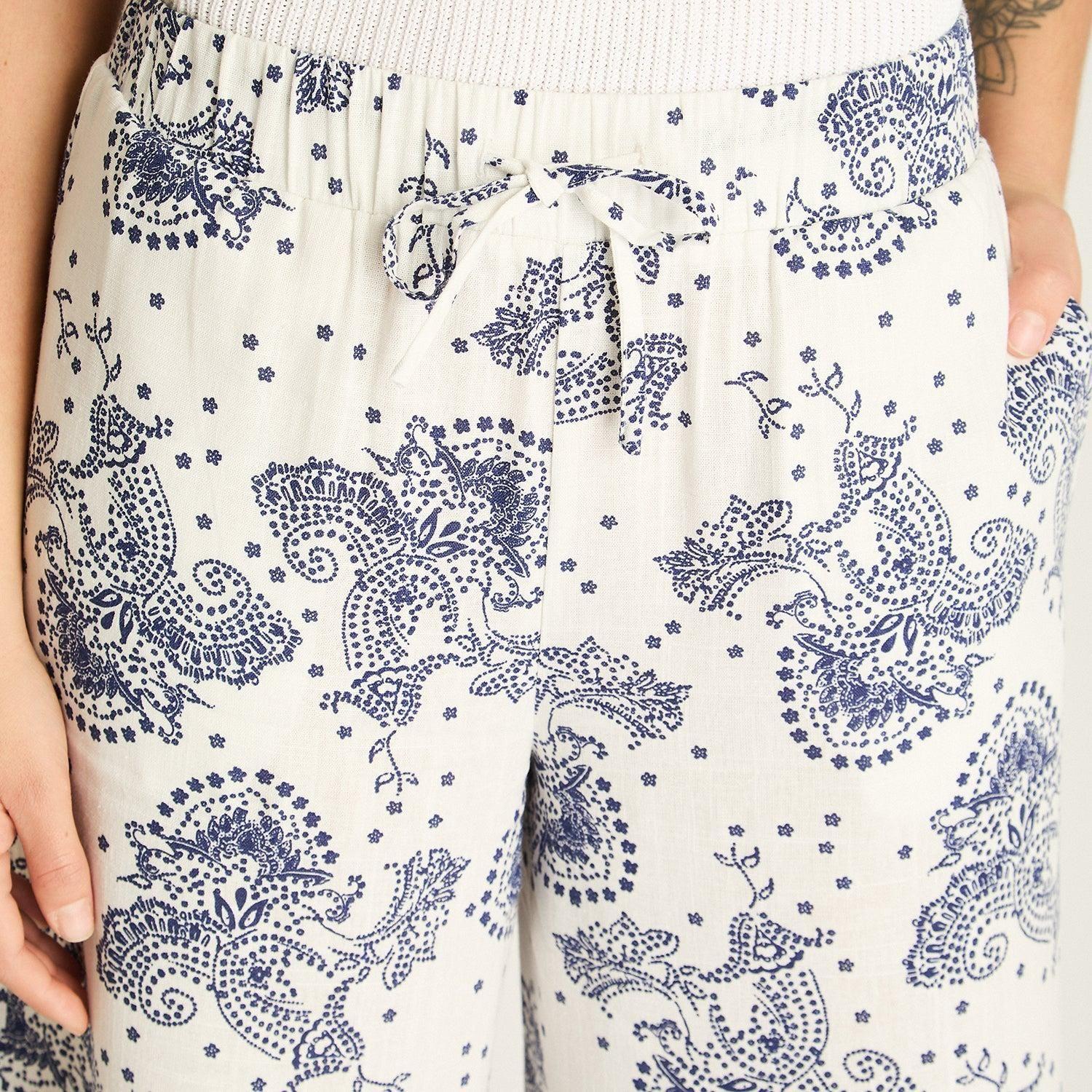 Pantalon Palazzo Blanco Estampado Mediterráneo-3