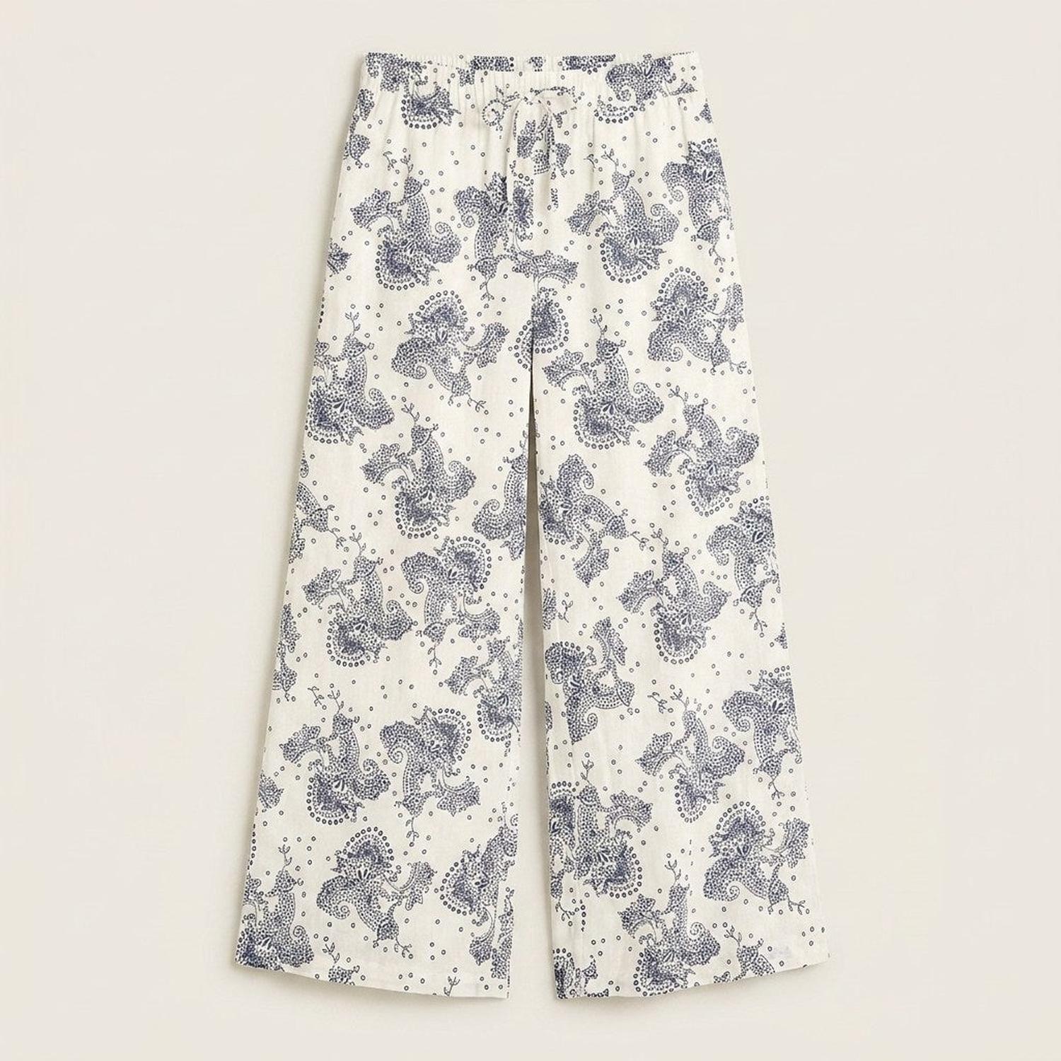 Pantalon Palazzo Blanco Estampado Mediterráneo-5