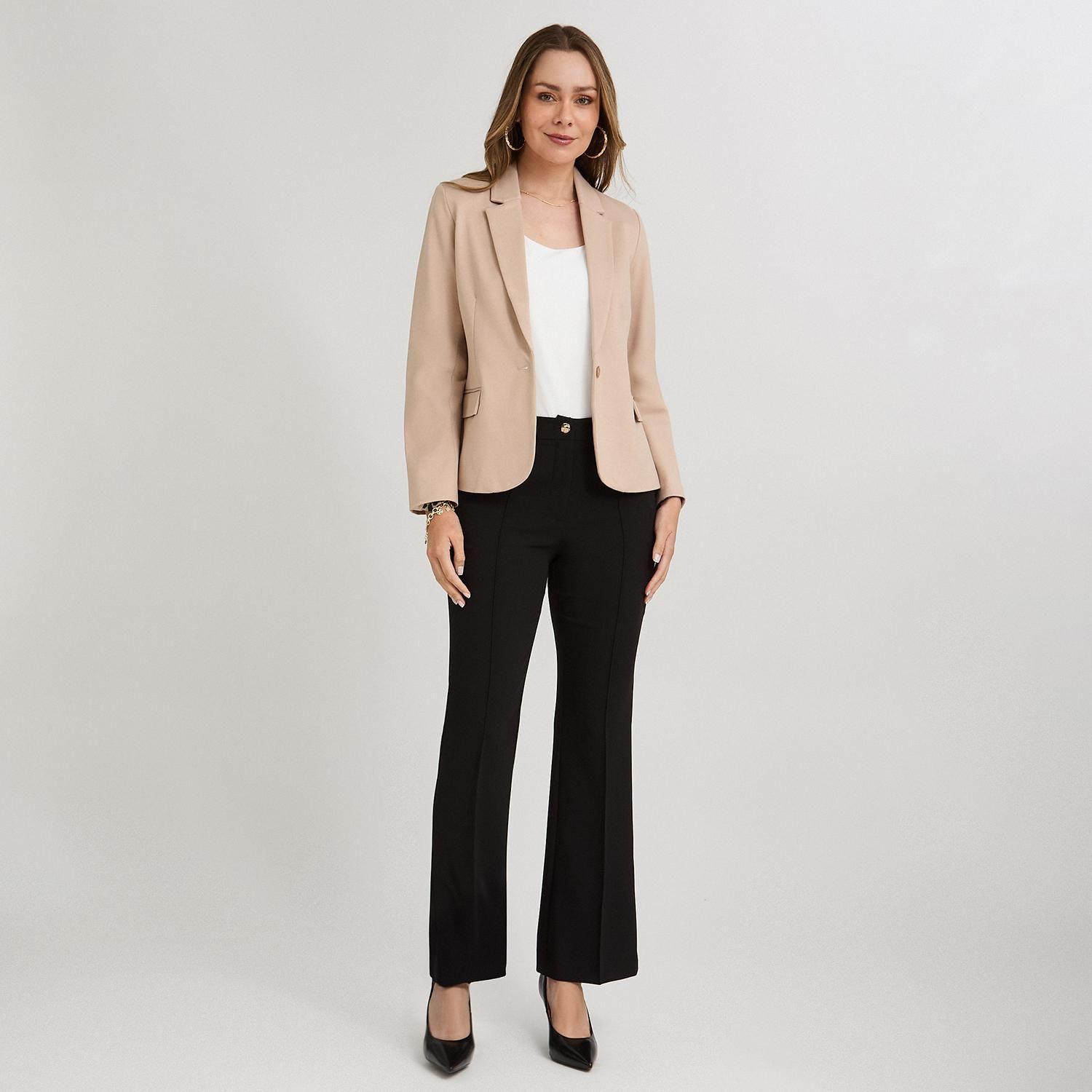 Blazer 1 Botón Bolsillos con Solapa Beige-3