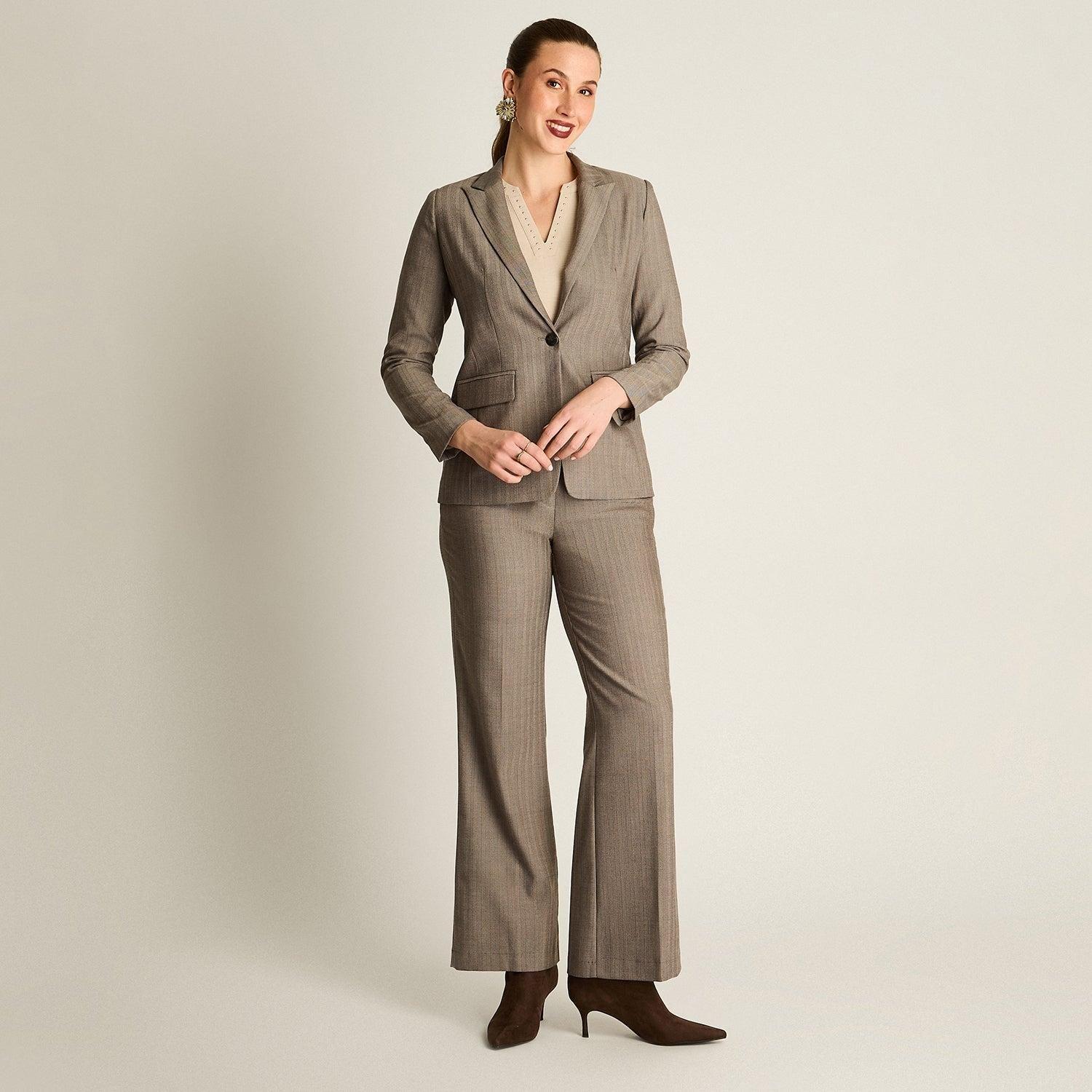 Blazer Gris Manga Larga Elasticidad Nula Con Forro Calce Normal Tela Plano-3