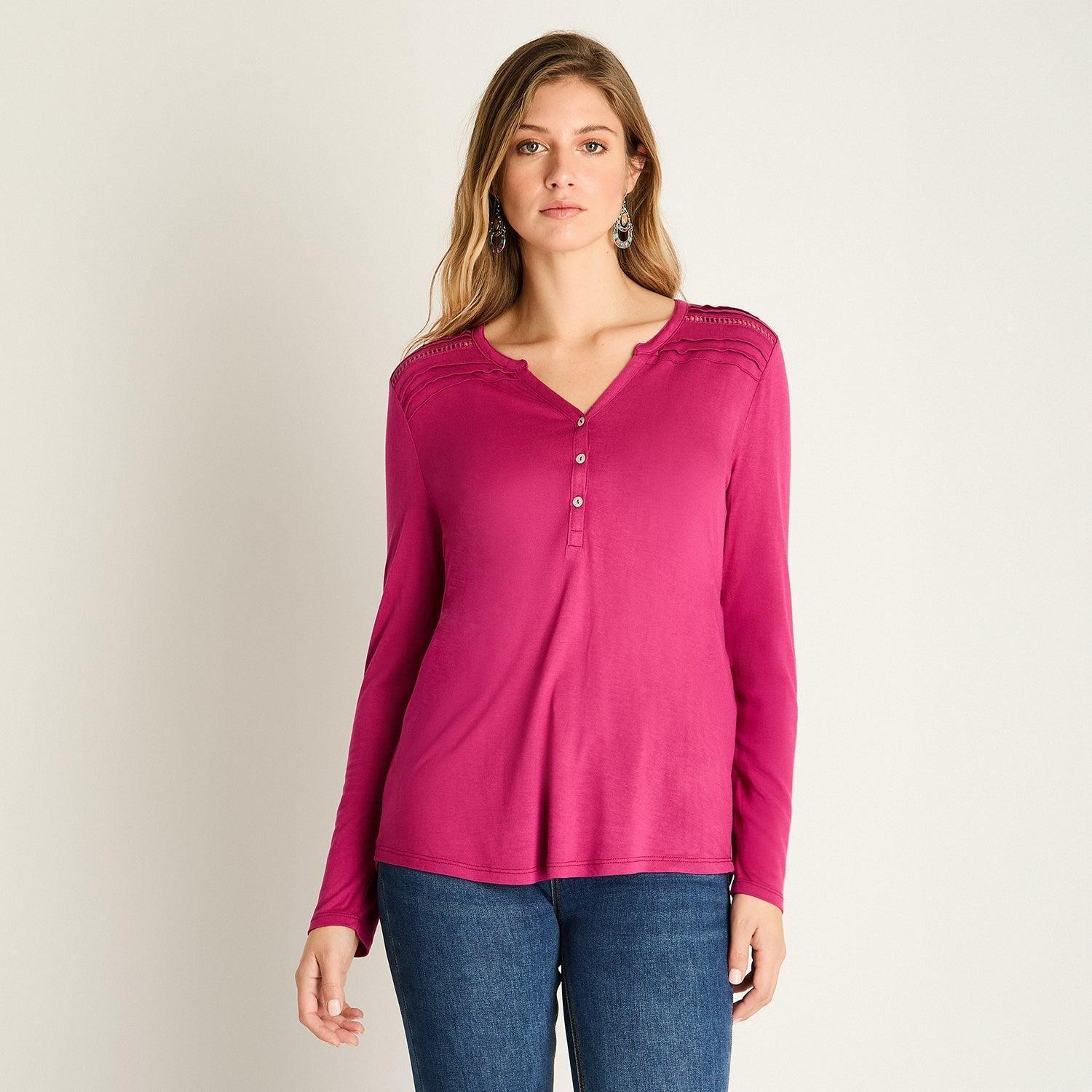 Polera Magenta con Botones-0