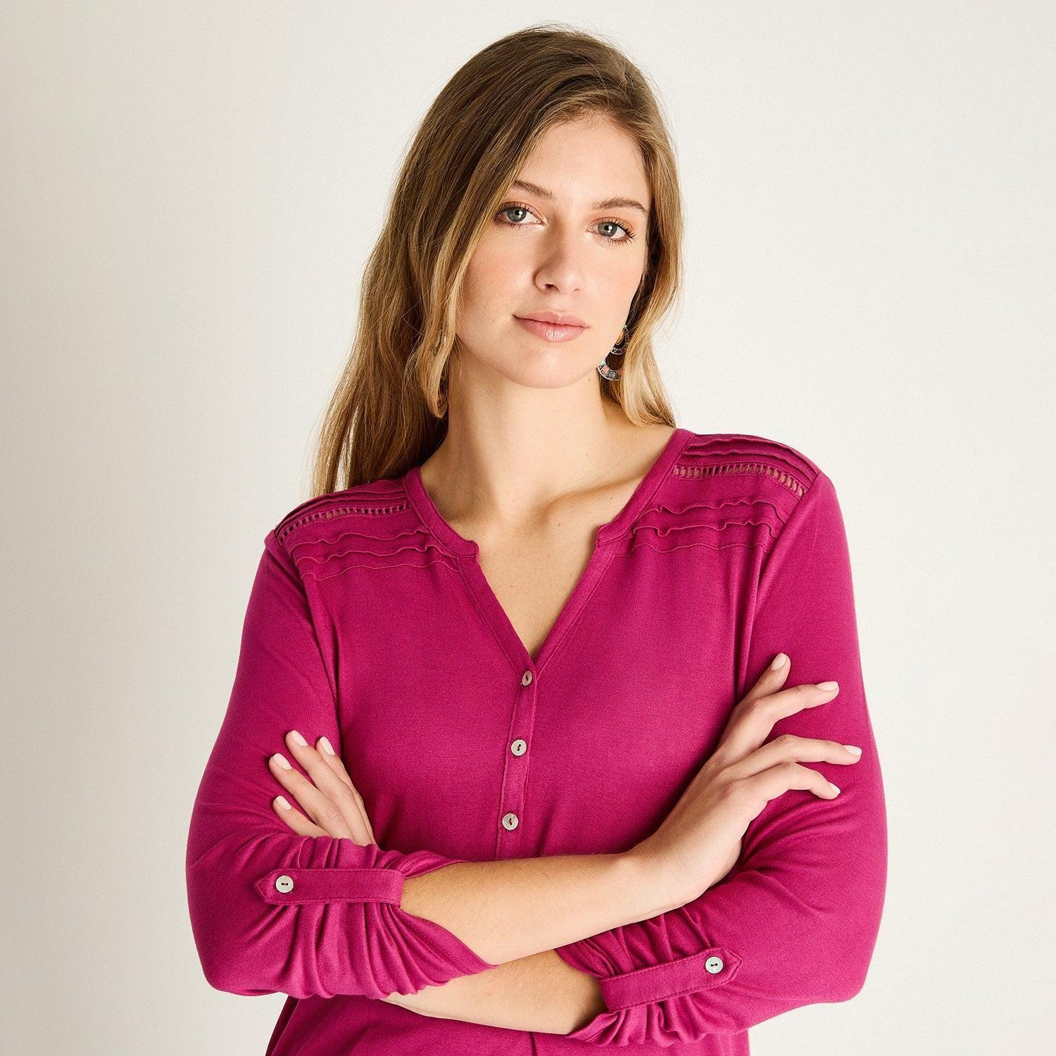 Polera Magenta con Botones-2