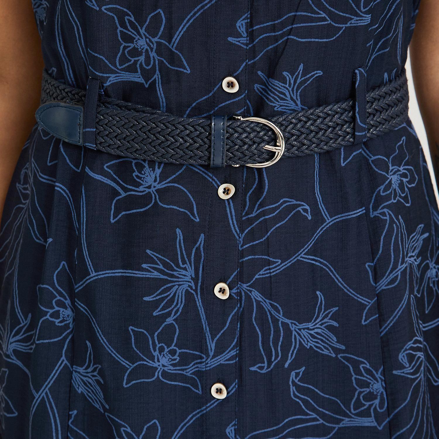 Vestido Midi Manga Corta Look Bordado Azul-2
