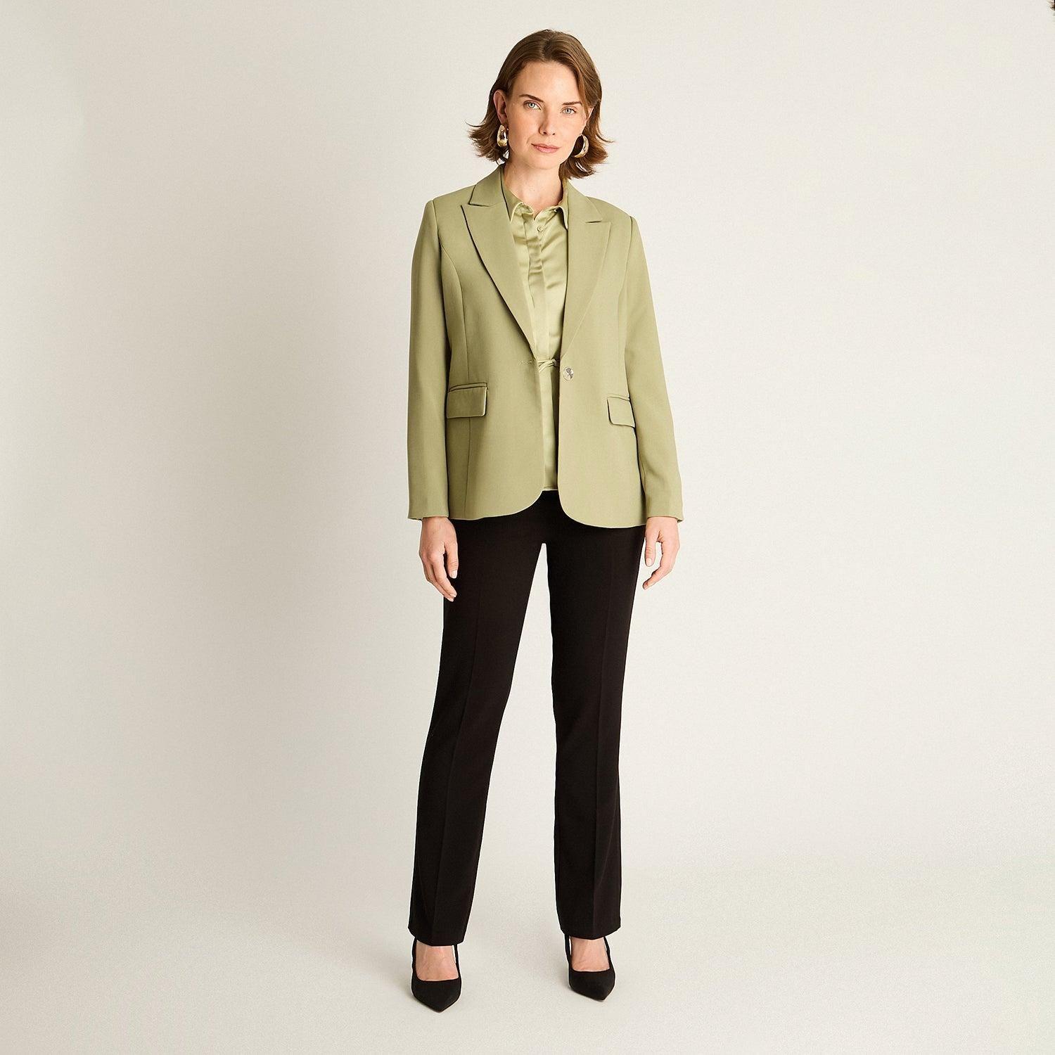 Blazer Verde con Solapa Clásica-3