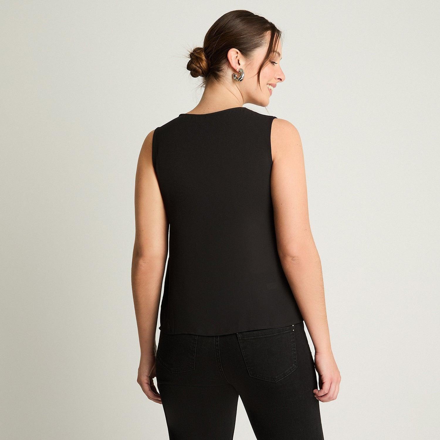 Blusa Sin Mangas Con Capas Negro-1