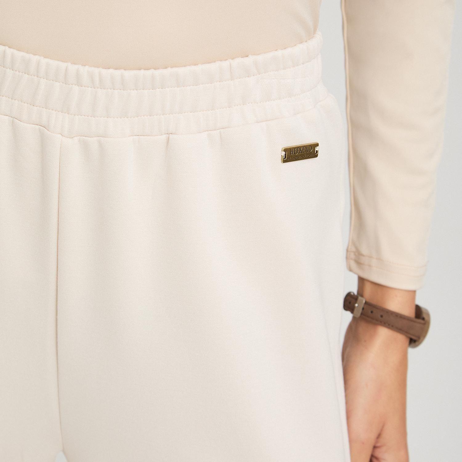 Pantalón Sport Palazzo Pretina Elasticada Beige-2