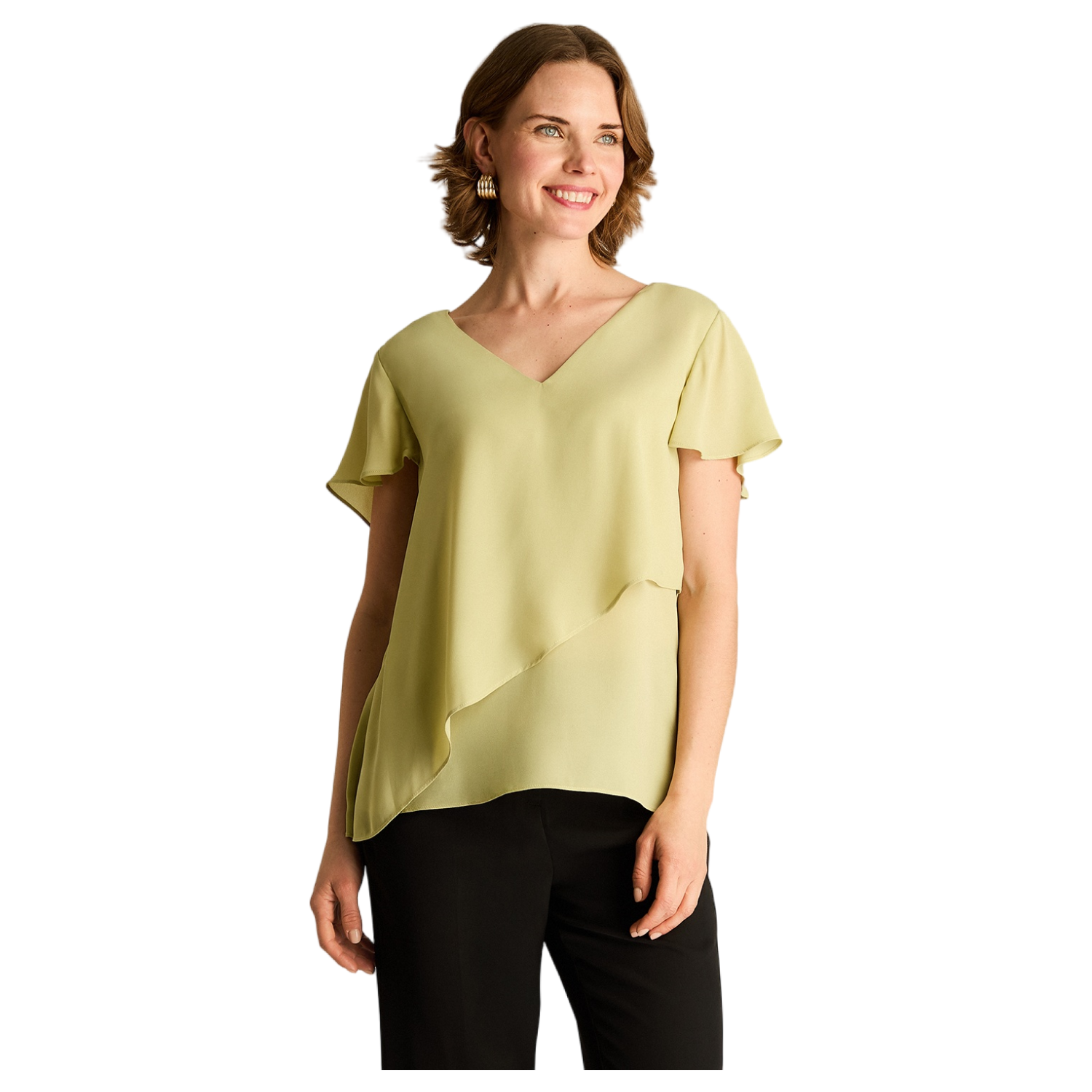 Blusa Verde Asimétrica sin Forro-0