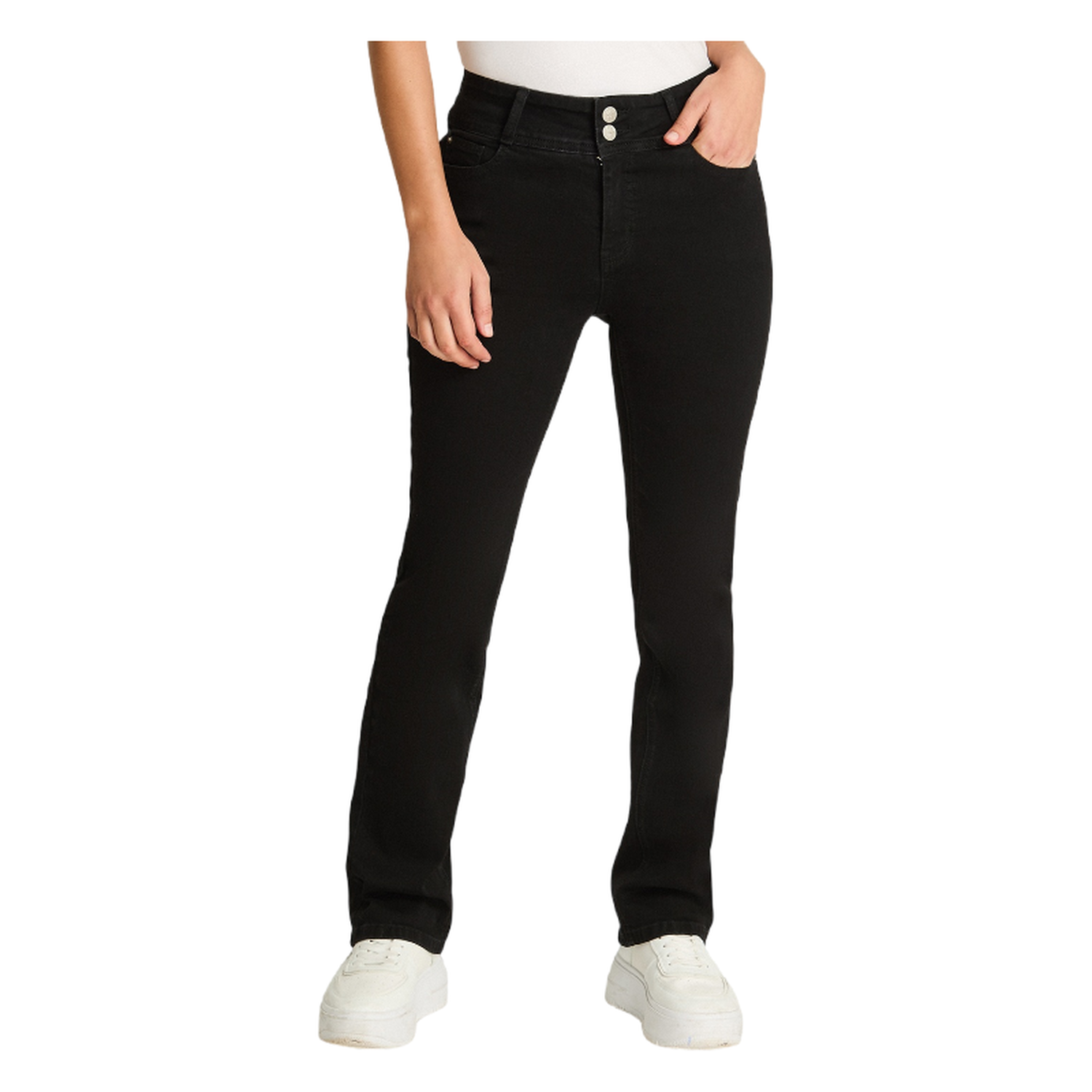 Jeans Recto 5 Bolsillos Push Up Negro-0
