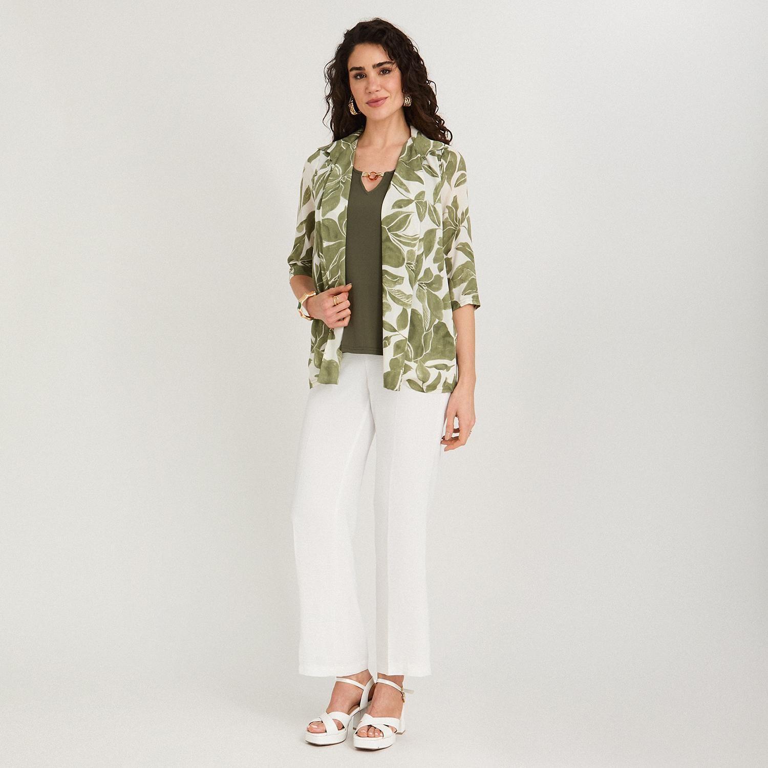 Blusa Twin Set Manga 3/4 con Tapado Verde-3