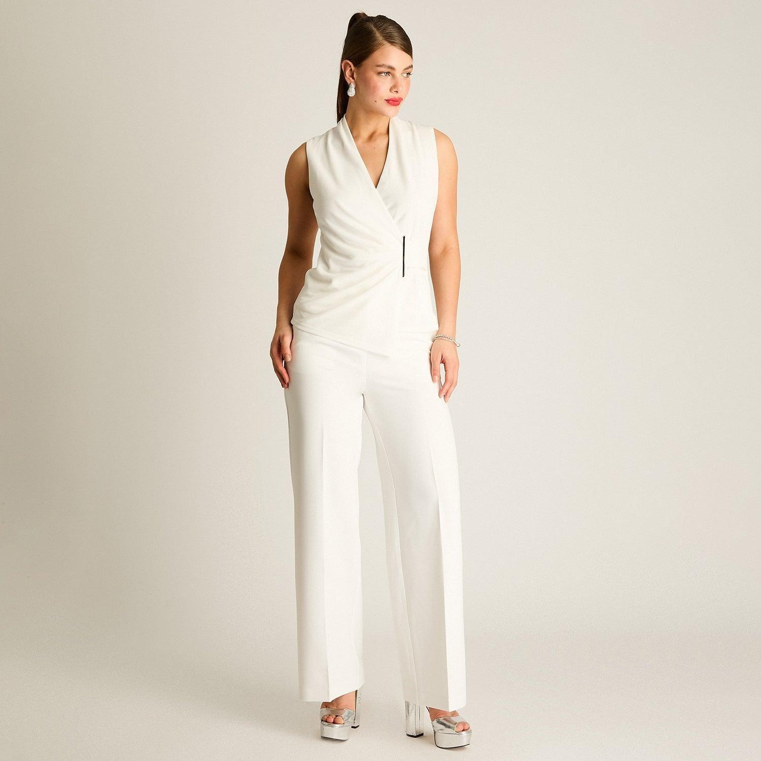 Polera Asimétrica Crudo con Drapeado Lateral-3