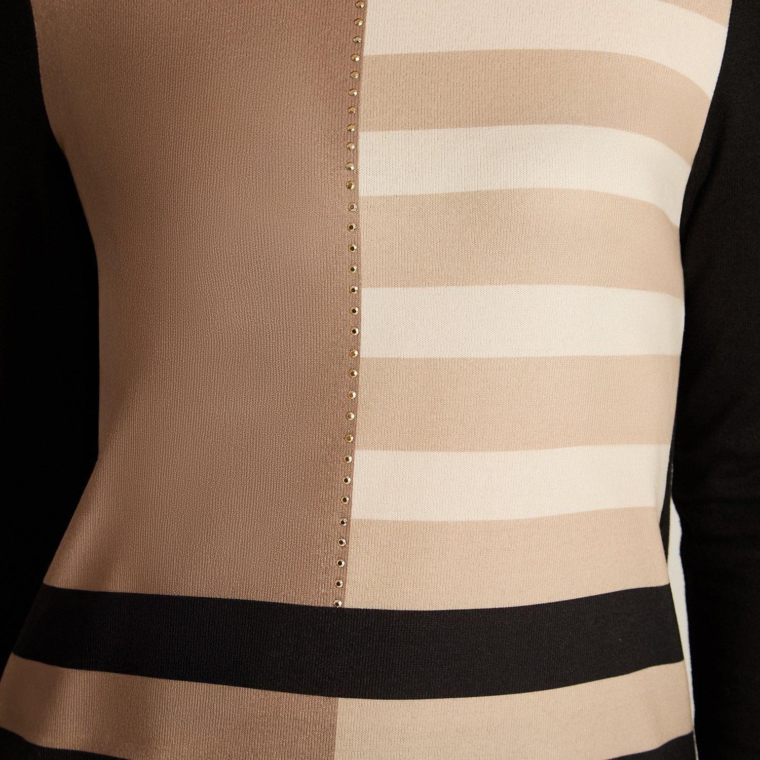 Polera Negra Lanilla Manga Larga Color Block-2