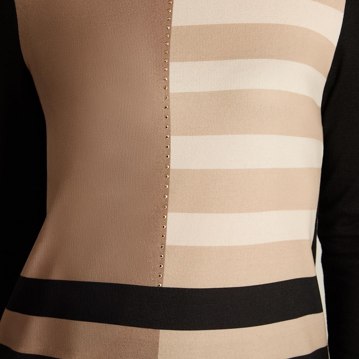 Polera Negra Lanilla Manga Larga Color Block-2