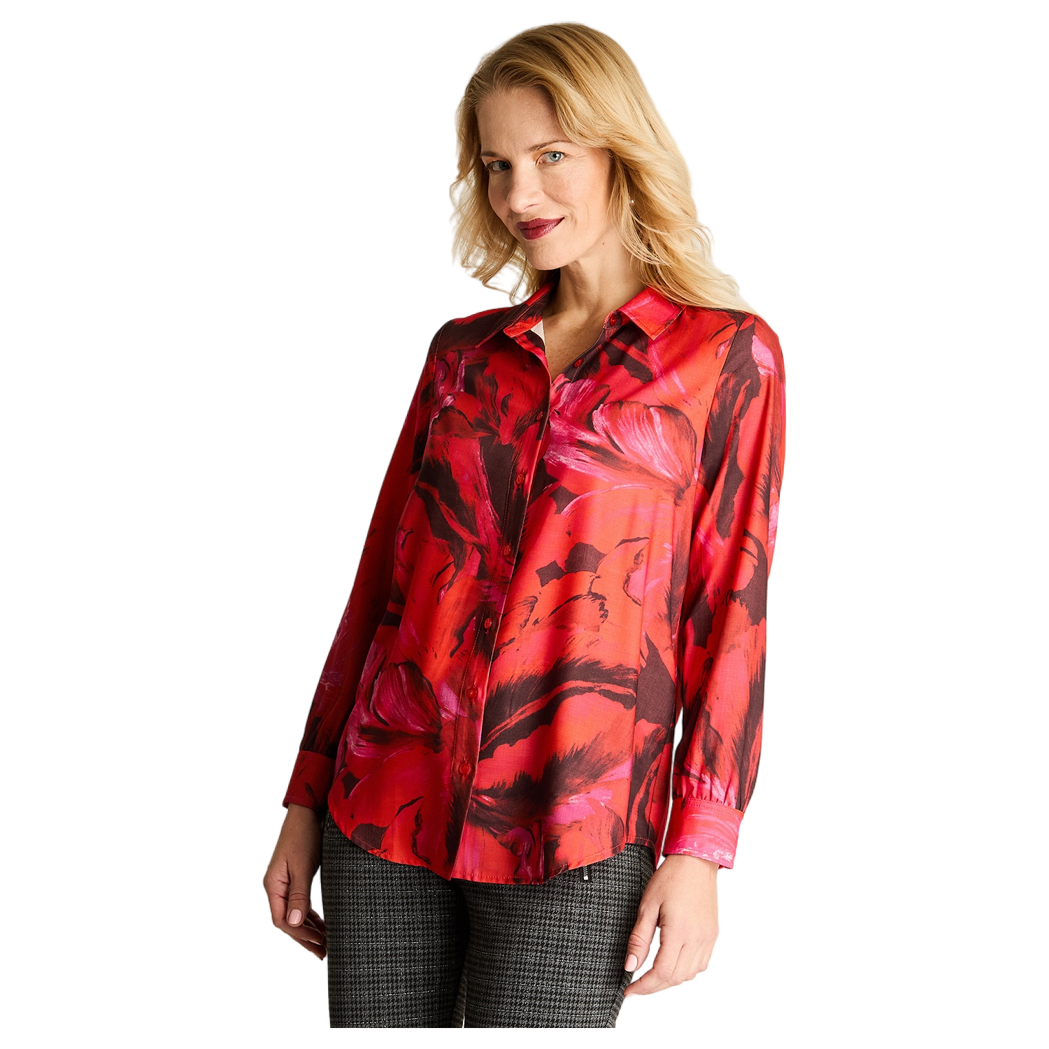 Blusa Manga Larga Camisera Rojo-0