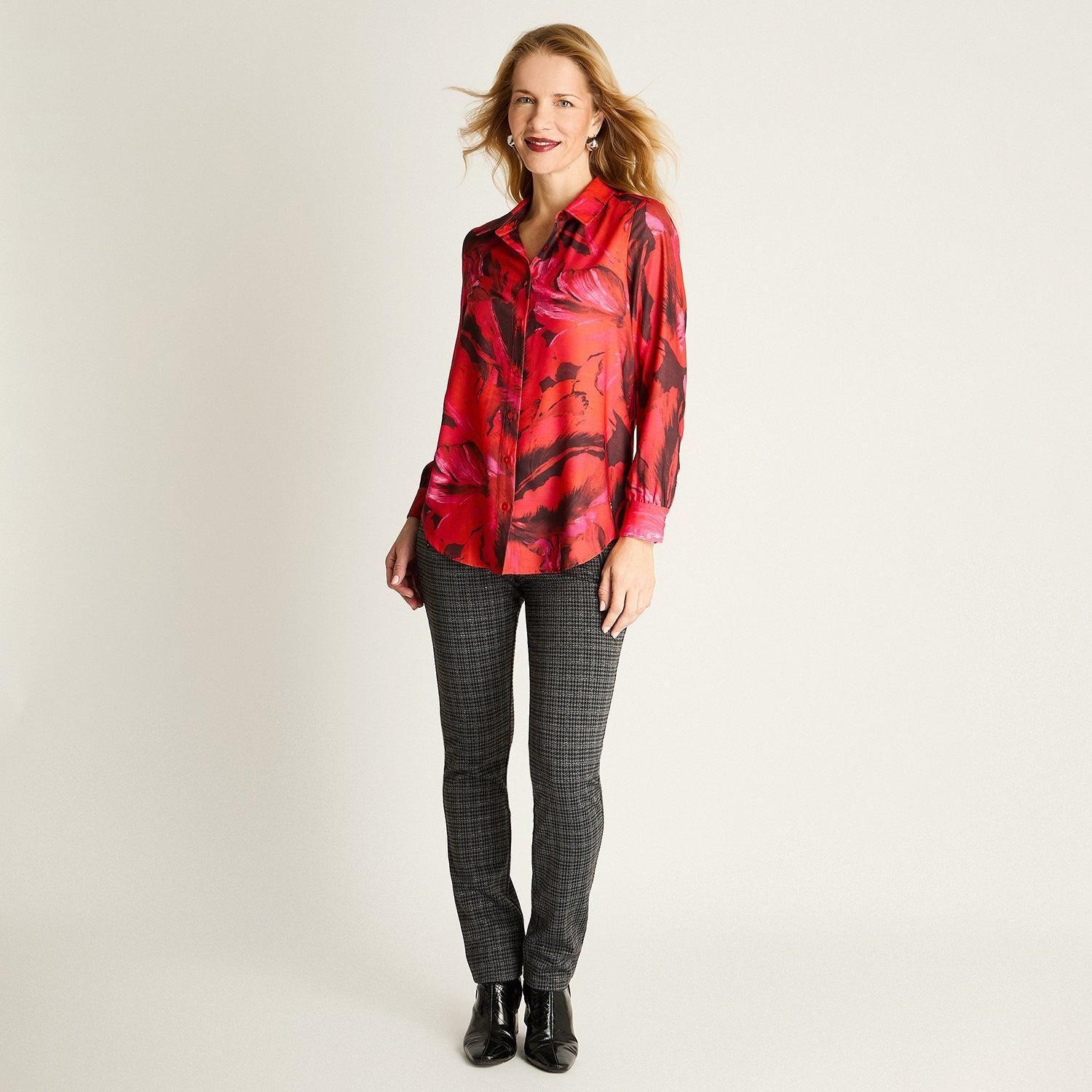Blusa Manga Larga Camisera Rojo-2