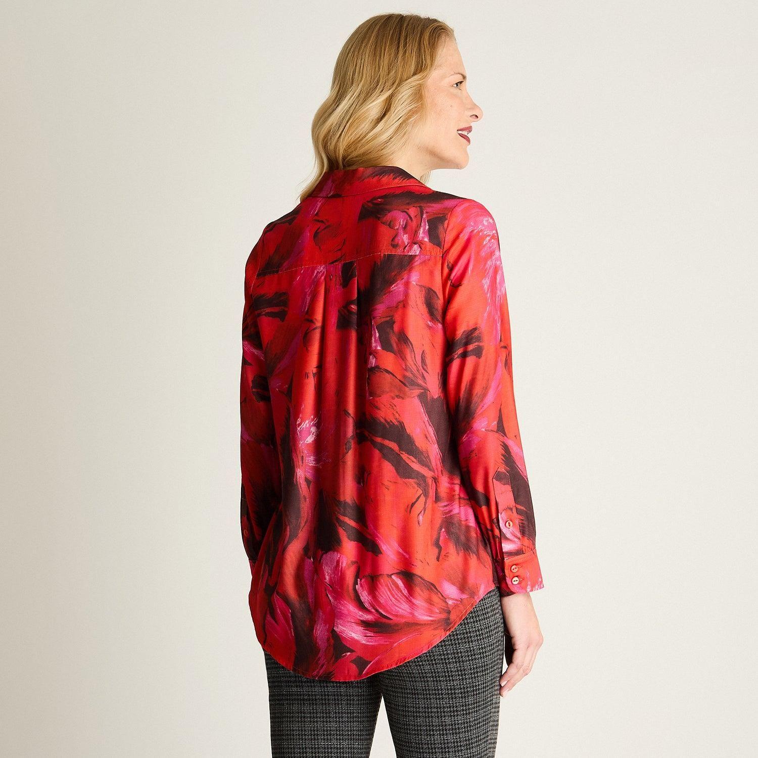 Blusa Manga Larga Camisera Rojo-4