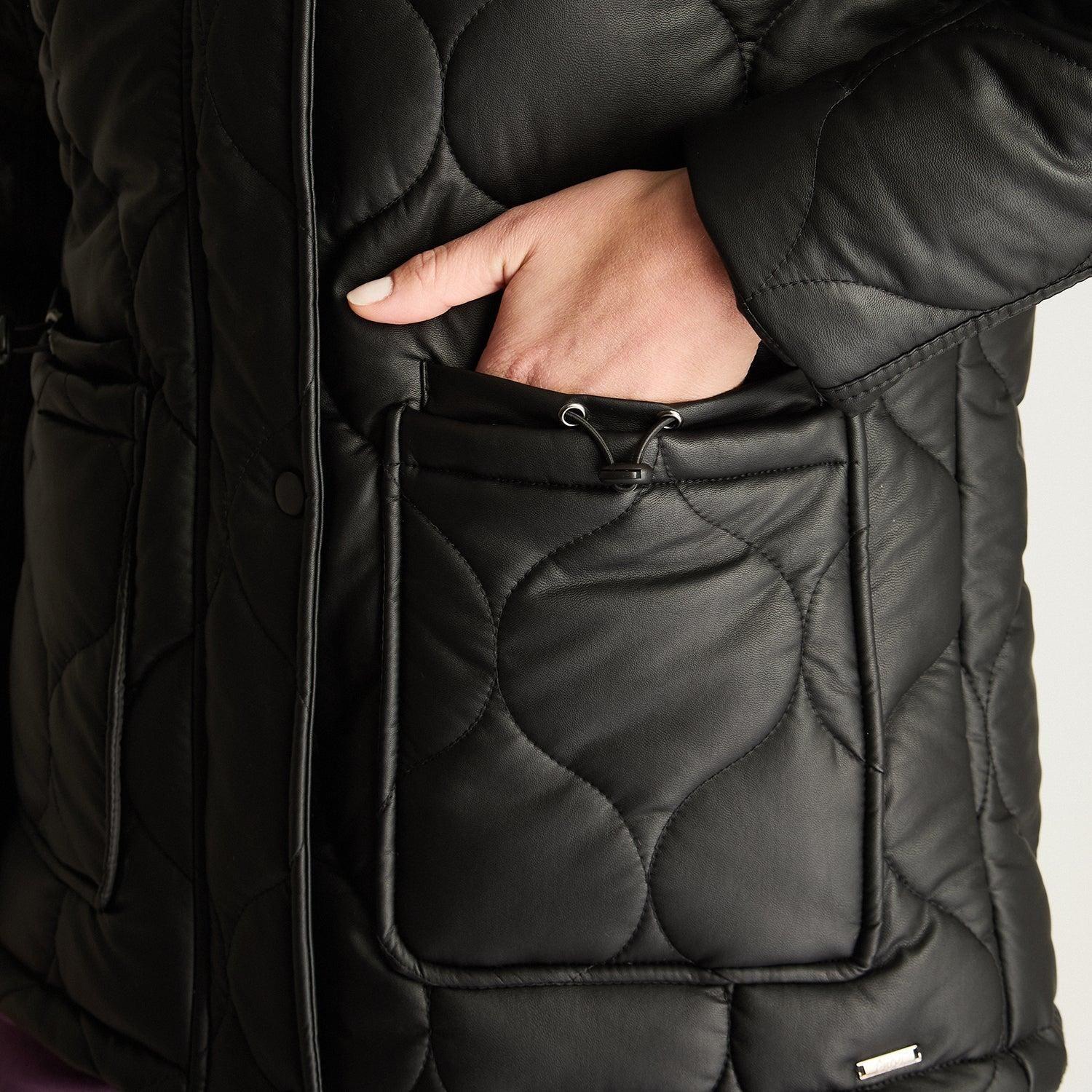 Chaqueta Eco cuero Quilted Negro-1