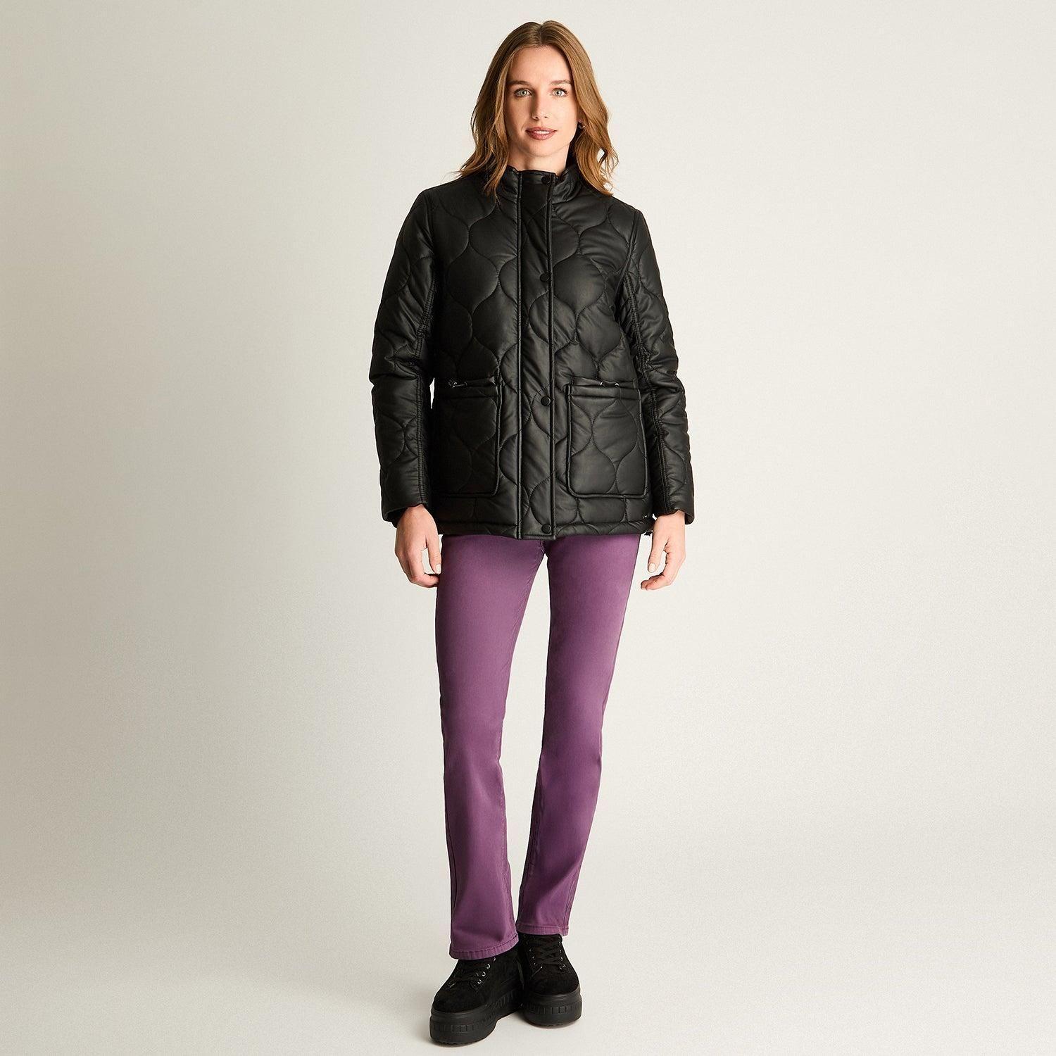 Chaqueta Eco cuero Quilted Negro-3