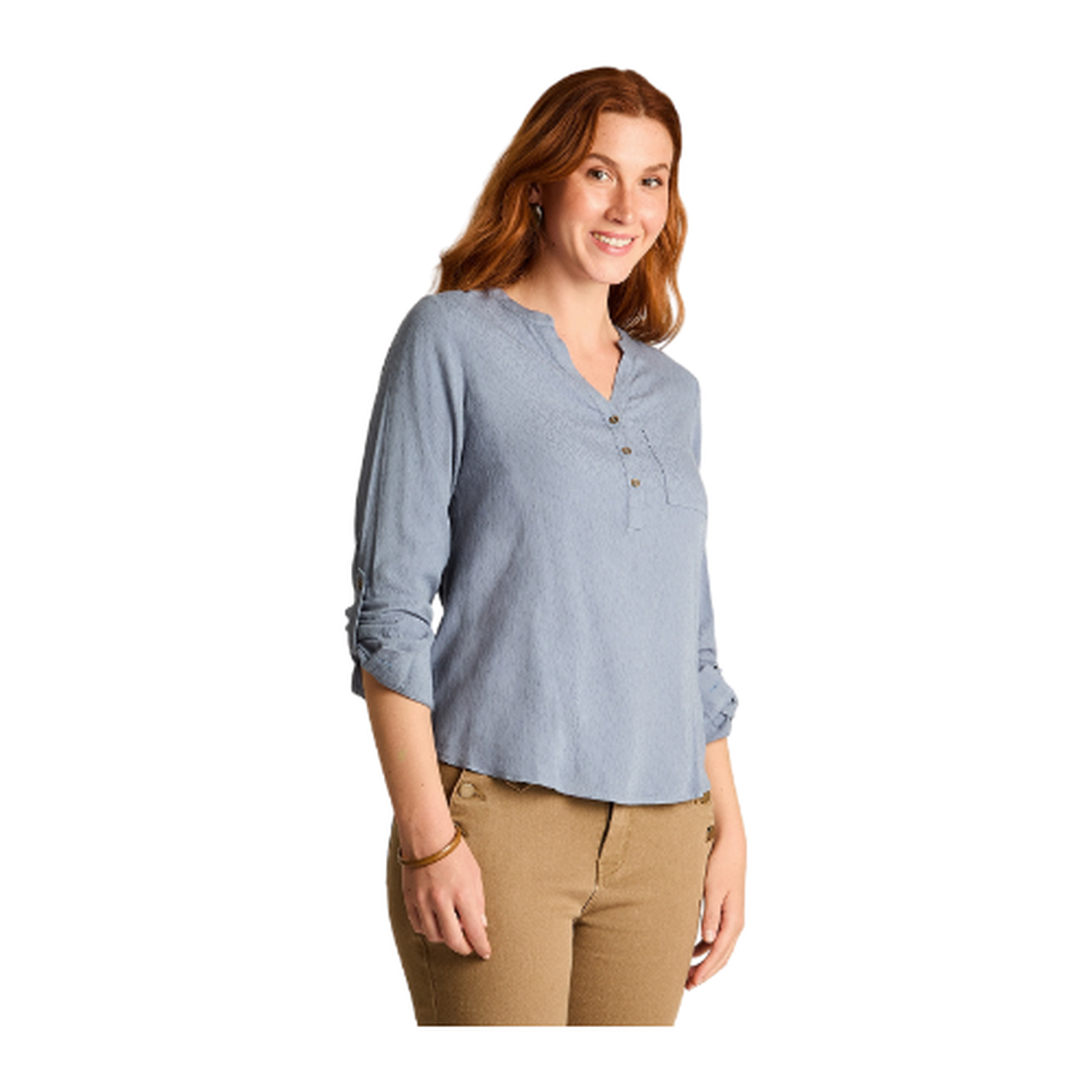 Blusa Indigo Manga Larga Elasticidad Nula Sin Forro Calce Normal Tela Plano-0