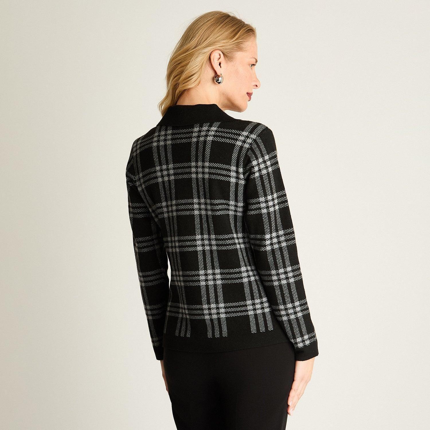 Cardigan Con Cierre Escoces Negro-2