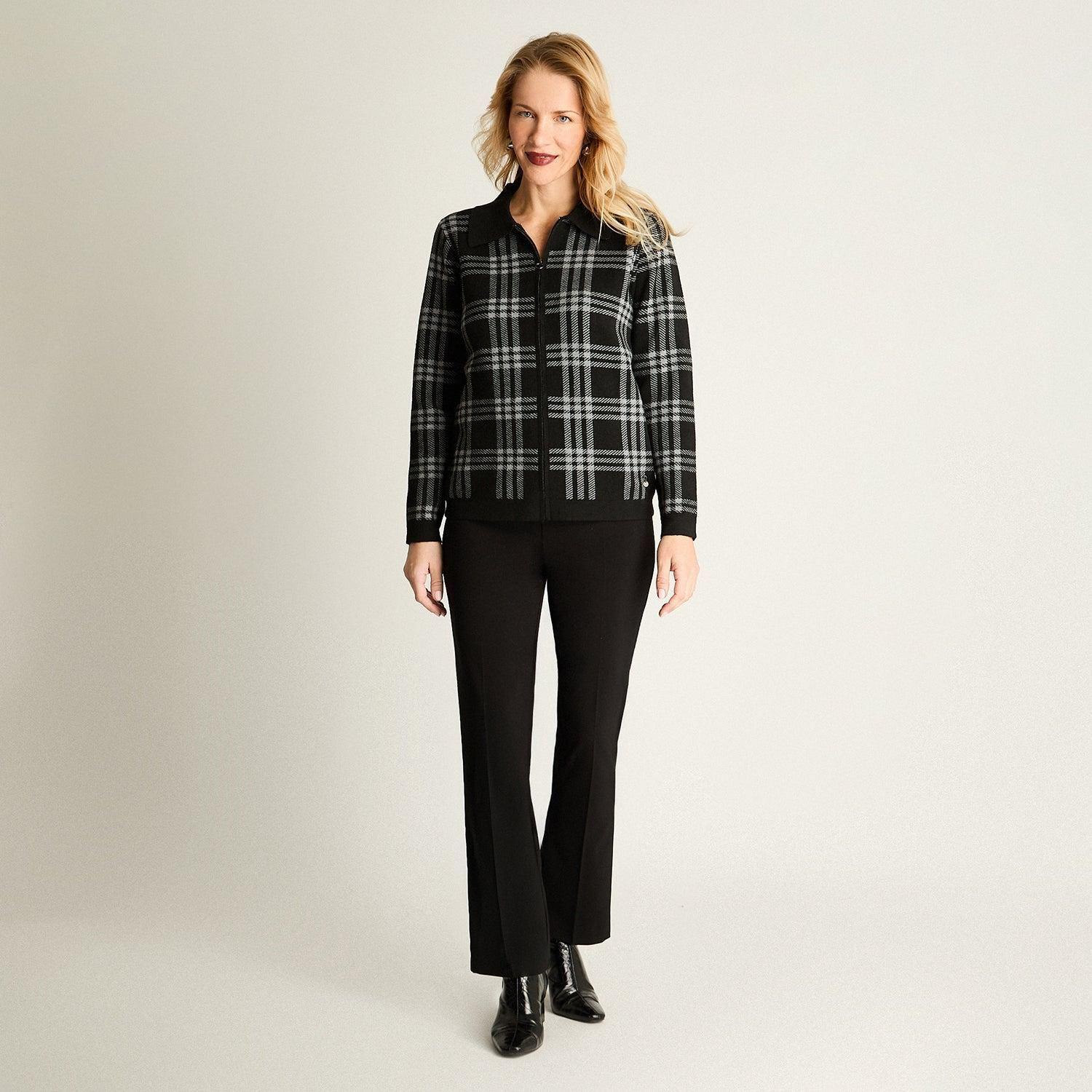 Cardigan Con Cierre Escoces Negro-3