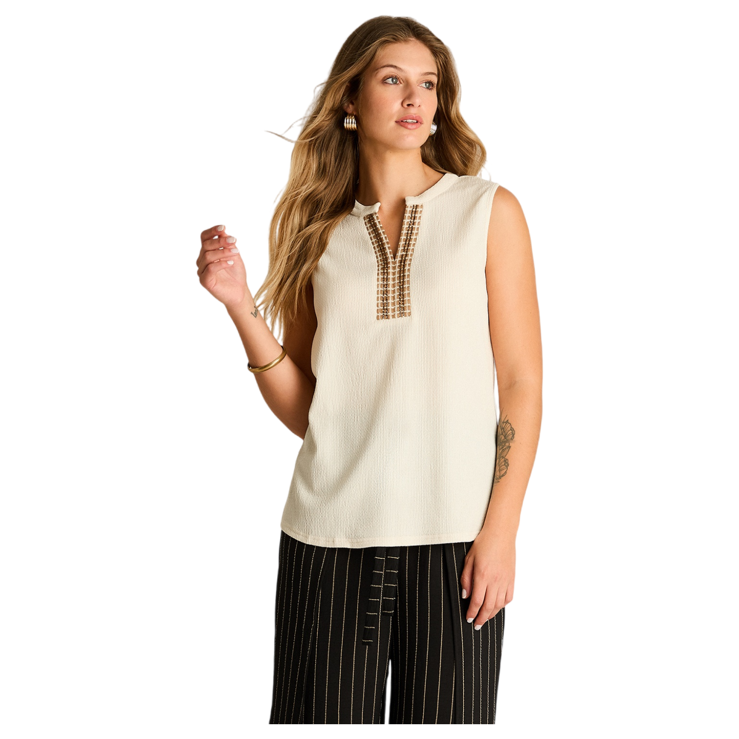 Polera Arena Sin Mangas Elasticidad Media Sin Forro Calce Normal-0