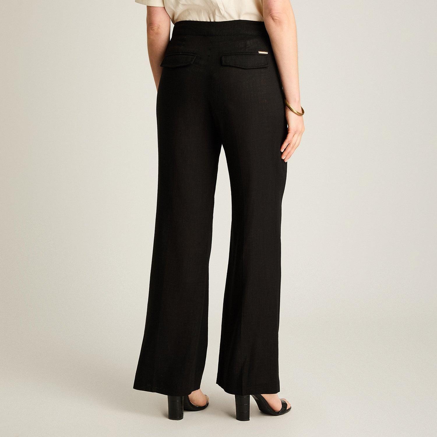 Pantalón Formal Palazzo Lino Negro-1