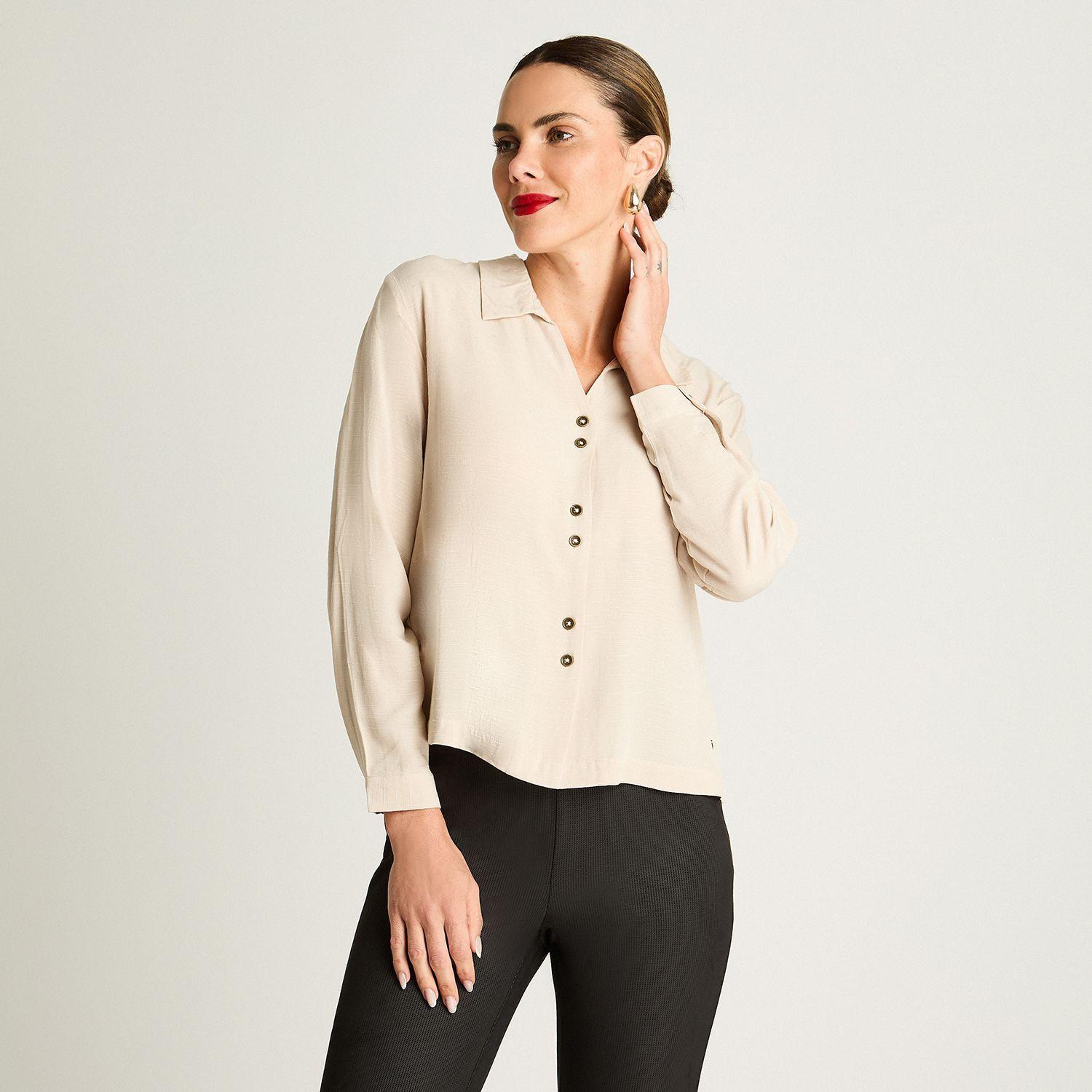 Blusa Manga Larga Tela Fantasia Escote V Arena-0
