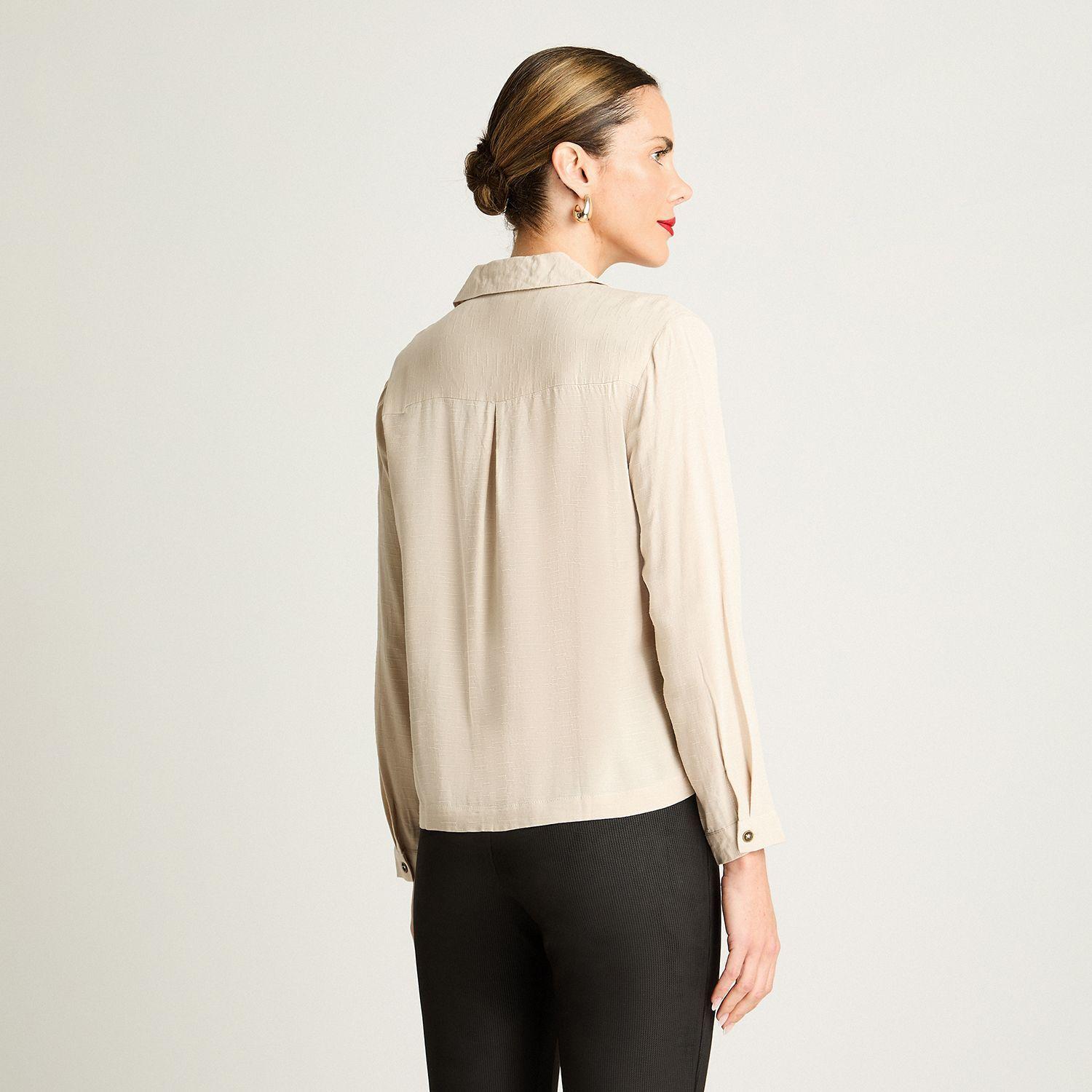 Blusa Manga Larga Tela Fantasia Escote V Arena-1