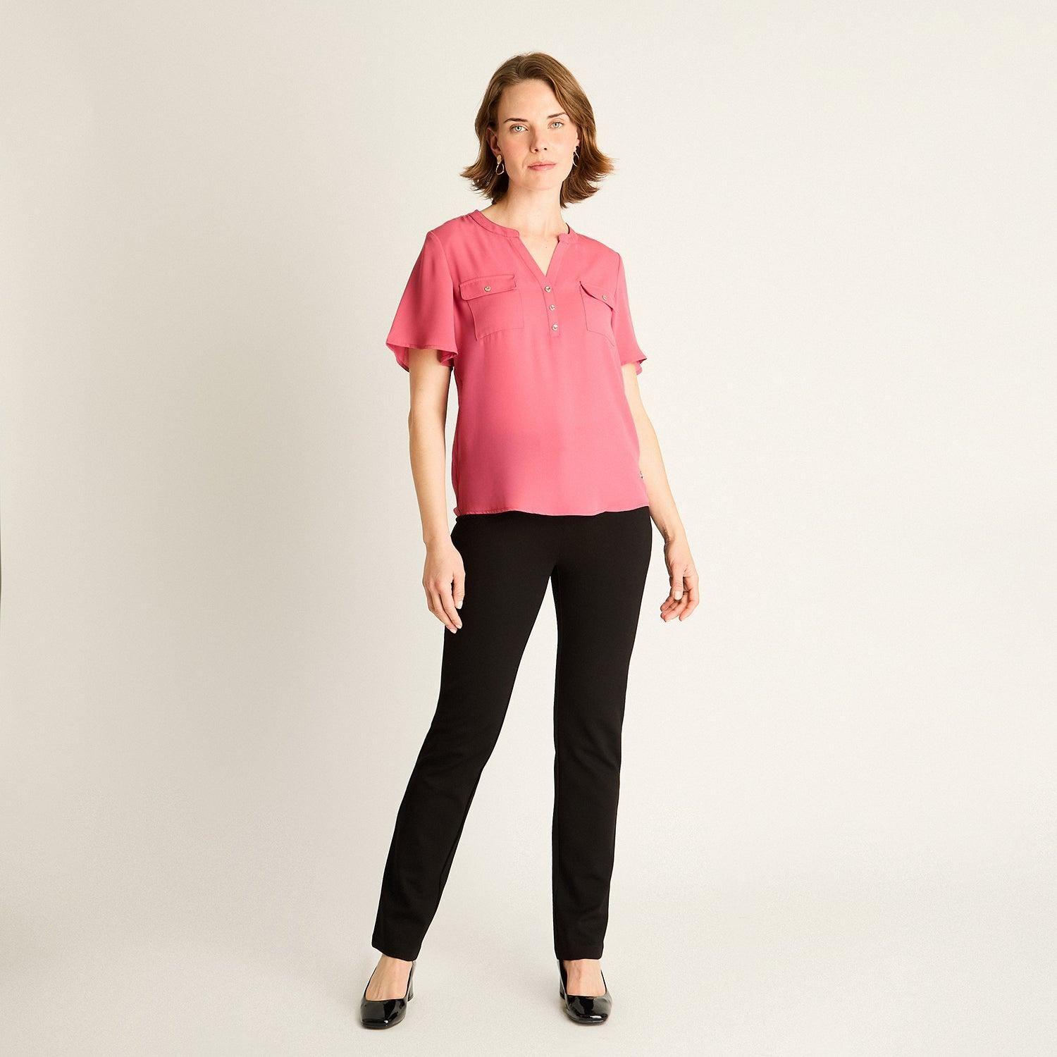 Blusa Rosado con Bolsillos Frontales-3