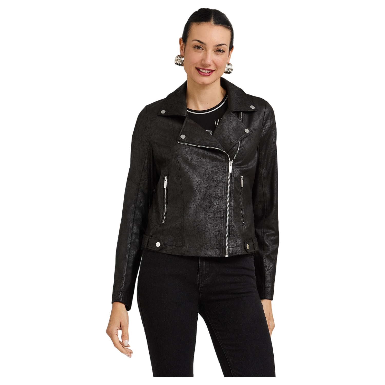 Casaca Biker de Suede Negro-0