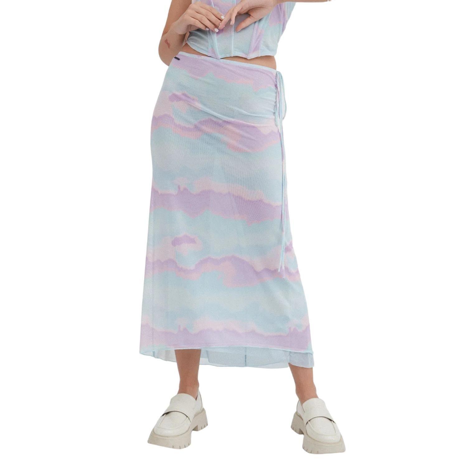 Falda Larga Mesh Celeste-0