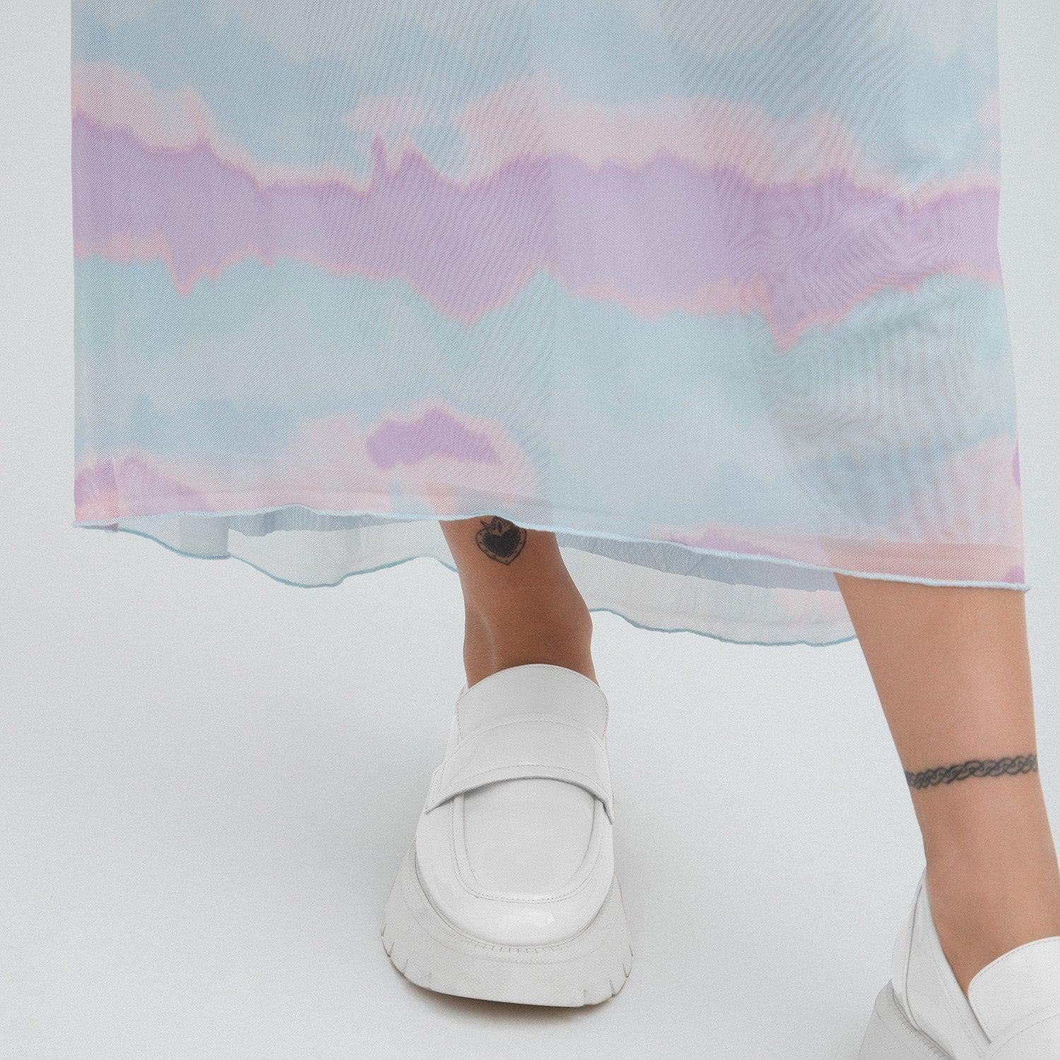 Falda Larga Mesh Celeste-4